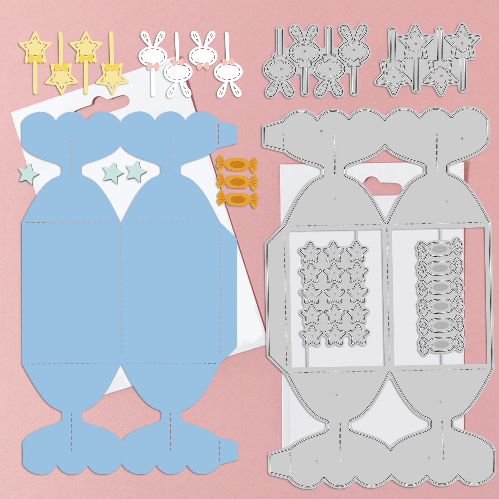 INFUNLY 3D Chocolate Box Metal Cutting Dies - Candy Shape Die Cut Gift Box for Christmas, Valentine's, Baby Shower, Birthday & Wedding Party Decor | DIY Scrapbooking, Card Making, Craft Projects