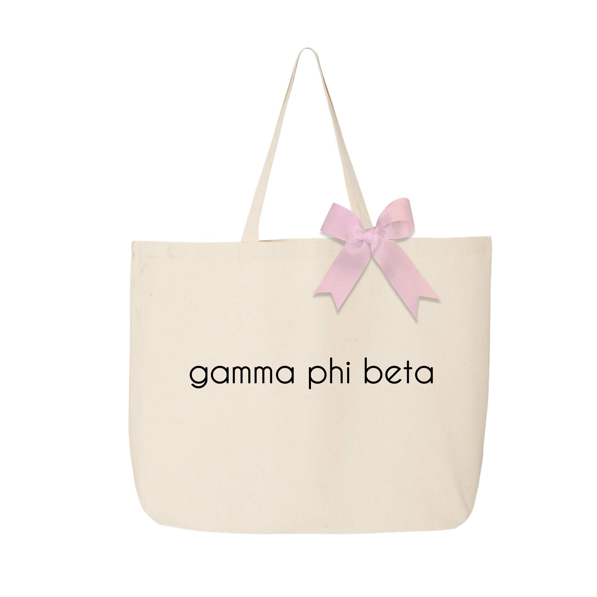 Stylish Large Canvas Tote Bag with Color Bow - Classic Sorority Name Design for Women - Perfect for College, Sisterhood Events & Everyday Use