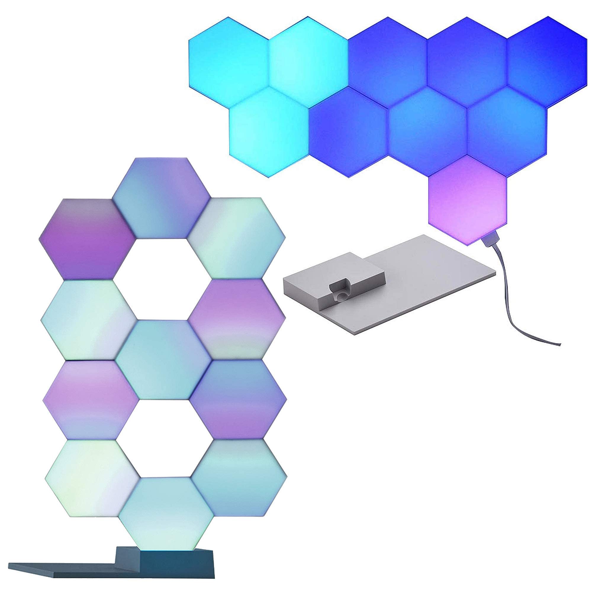 Yescom 21-Pack WiFi Hexagon LED Lights with APP Control, RGBIC Music Sync, DIY Smart Lighting for Gaming Room, Cafe, Pub, Hotel, Wedding & Party Decor - Works with Alexa & Google Assistant | Perfect for Home Theater, Bedroom Ambiance & Holiday Decorations