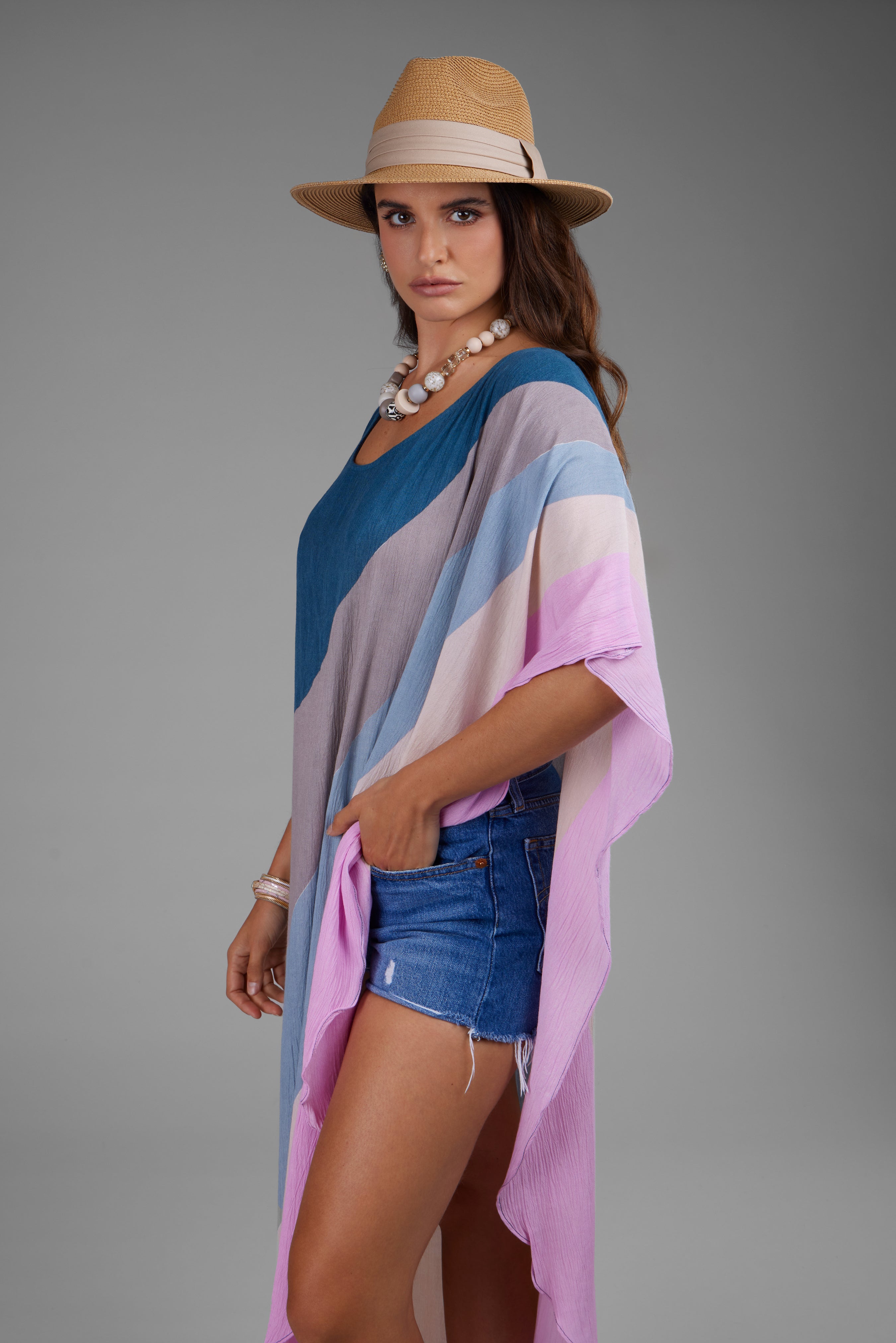 Stylish Striped Kaftan Maxi Dress for Women - Boho Beach Cover Up, Summer Vacation Outfit, Poolside Lounge Wear