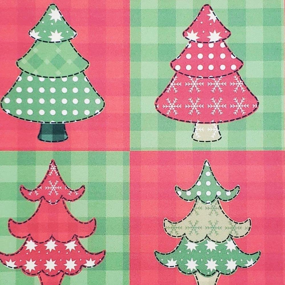 Maison Charlo 4-Pack Christmas Tree Patchwork Placemats - 17x13 Inch Waterproof Polyester Table Mats for Dining & Kitchen - Washable Heat-Resistant Holiday Decor (Red) | Perfect for Christmas Parties, Family Dinners & Festive Home Decor