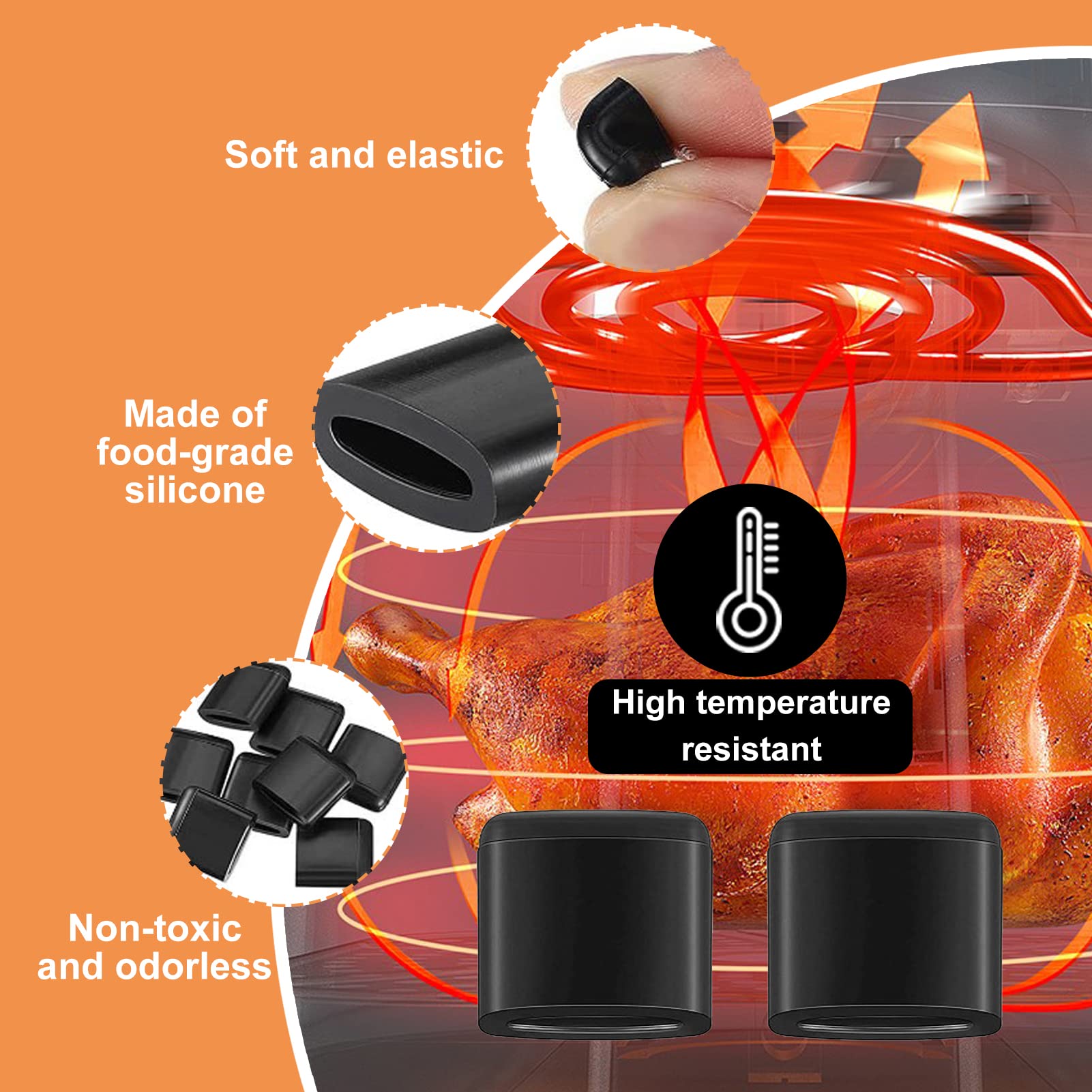 4PCS Premium Air Fryer Replacement Rubber Bumpers & Feet - Non-Slip Silicone Tips for Chefman Powel XL & Other Air Fryer Trays - Perfect for Kitchen Safety & Stability