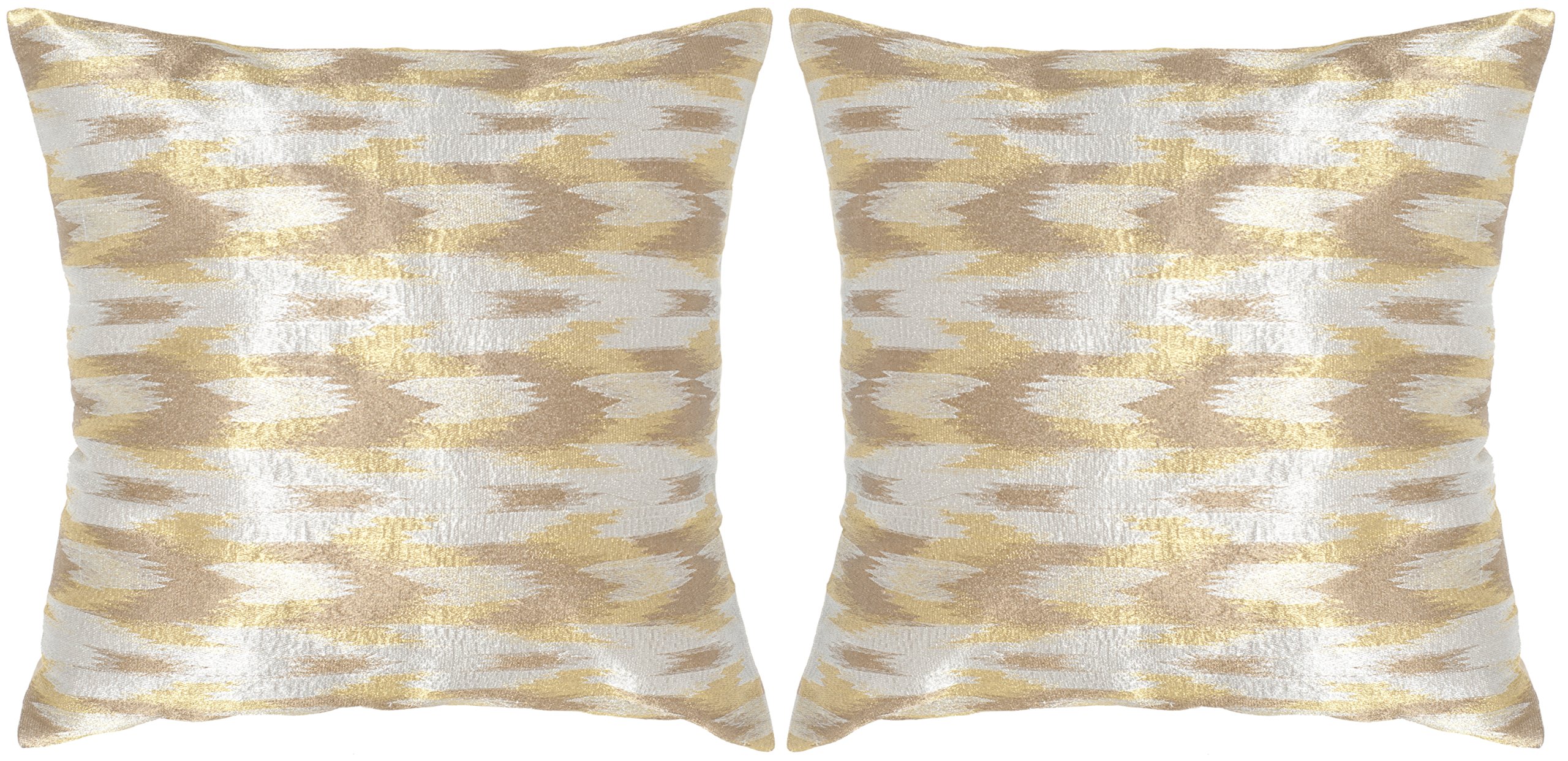 Safavieh Boho Chic Metallic Silver Throw Pillows 20x20 Inches - Set of 2 Decorative Cushions for Living Room Sofa, Bedroom & Home Decor