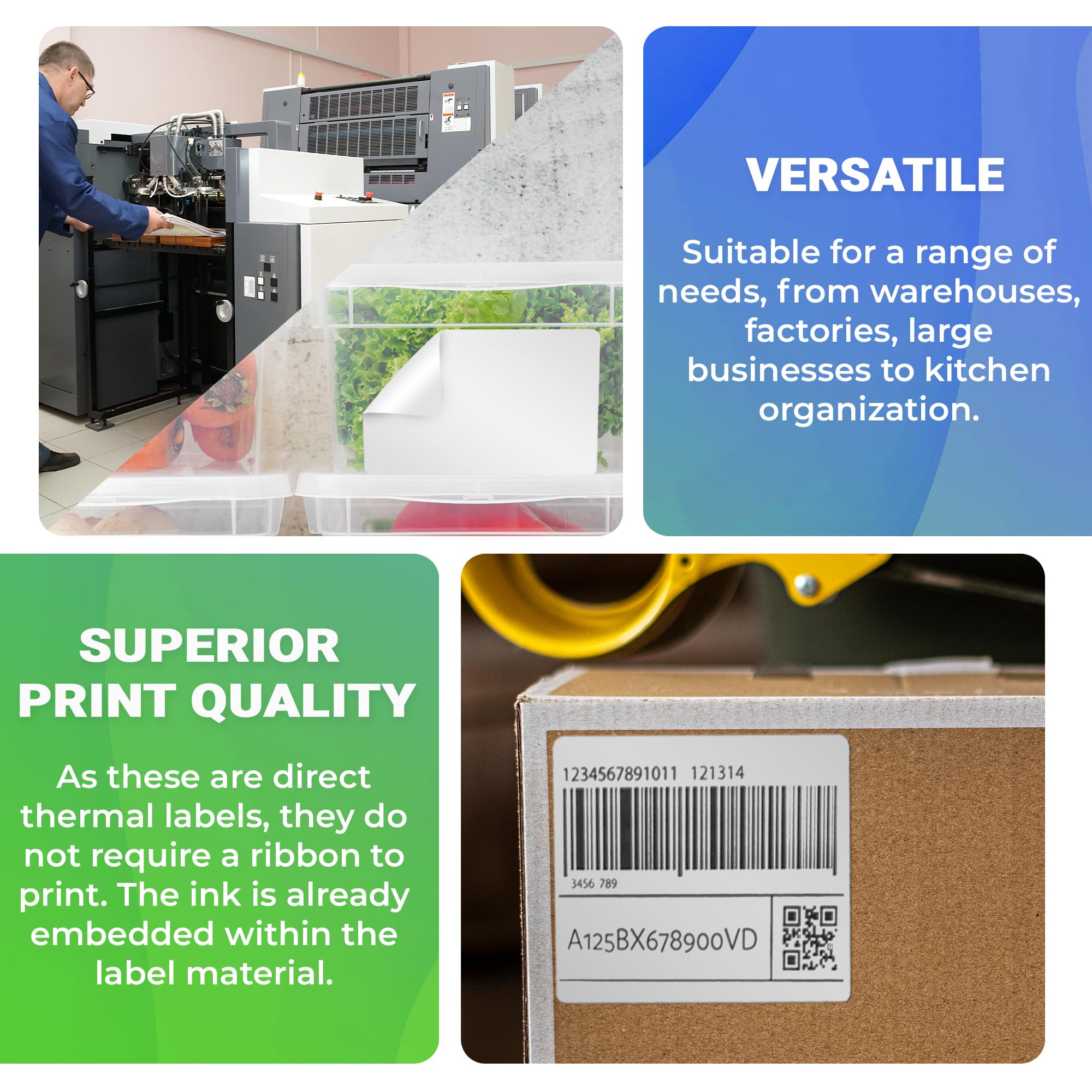 AMIFF 4 x 2 Inch White Direct Thermal Labels - 9600 Pack Self-Adhesive Shipping Labels with Timing Mark & 0.75 Inch Core | Perforated for Easy Use | Compatible with Mobile Printers | Ideal for E-commerce, Logistics & Package Shipping