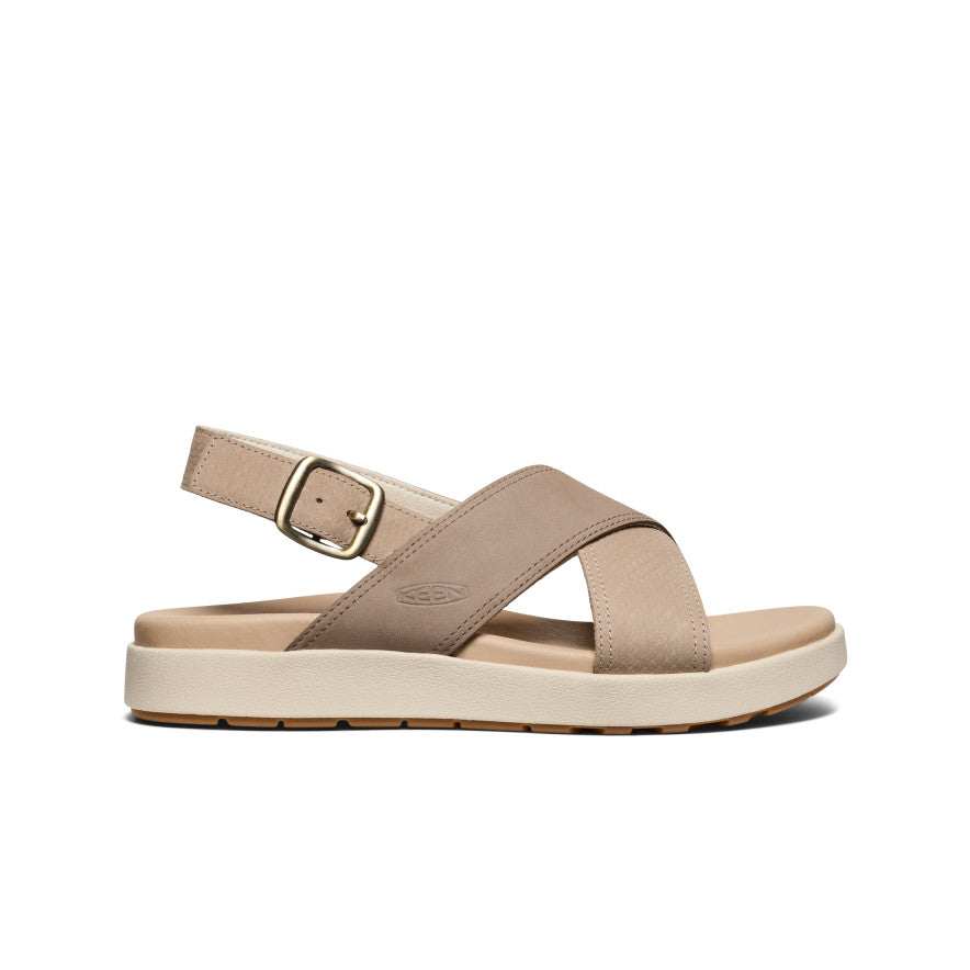 Women's Elle Luxe Cross Strap Sandals - Comfortable & Stylish Plaza Taupe/Brindle | Perfect for Summer, Beach, and Casual Outings