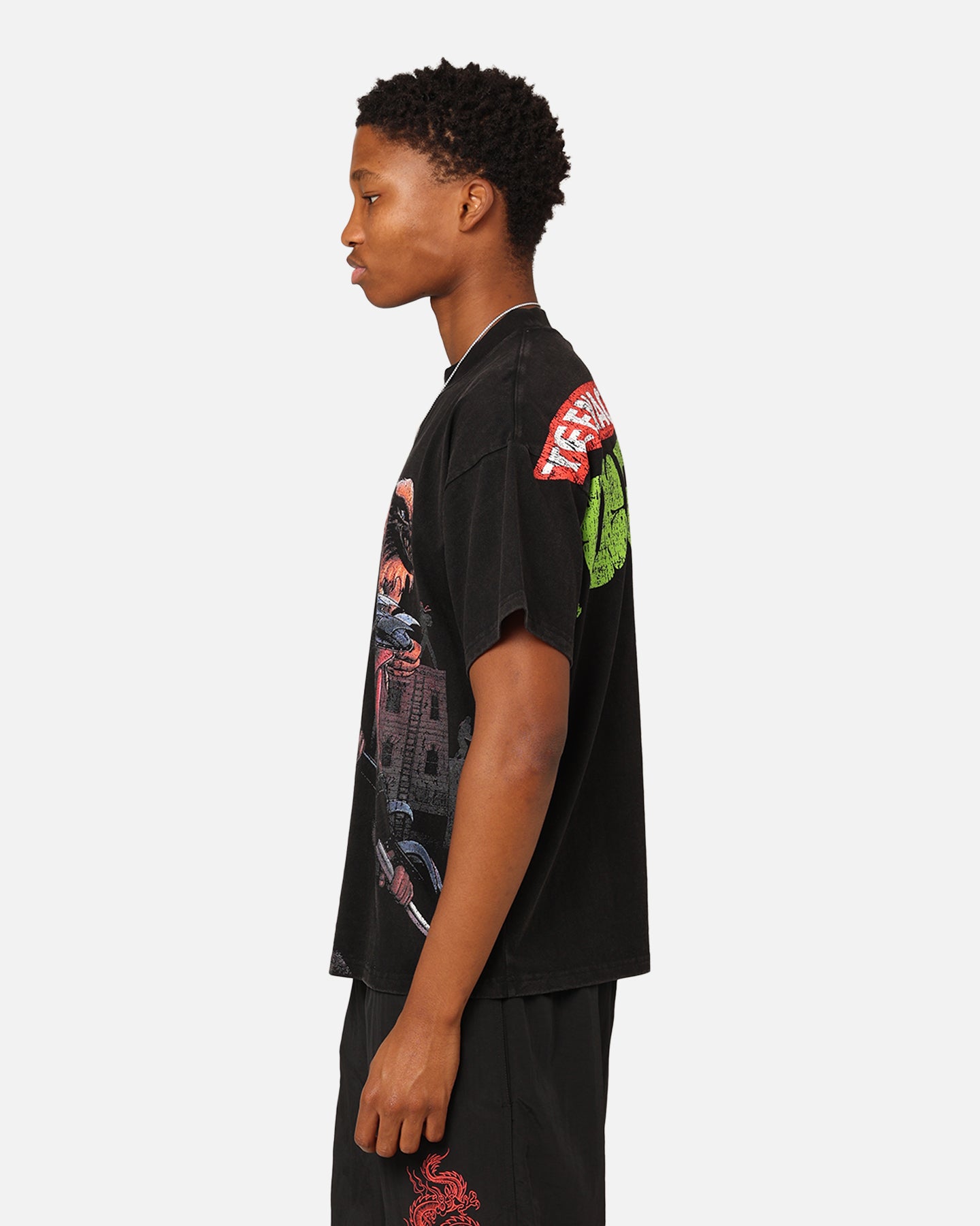 American Thrift X Teenage Mutant Ninja Turtles Shredder Colossal Graphic T-Shirt - Black Wash Vintage Style | TMNT Fan Merch, Casual Wear & Cosplay