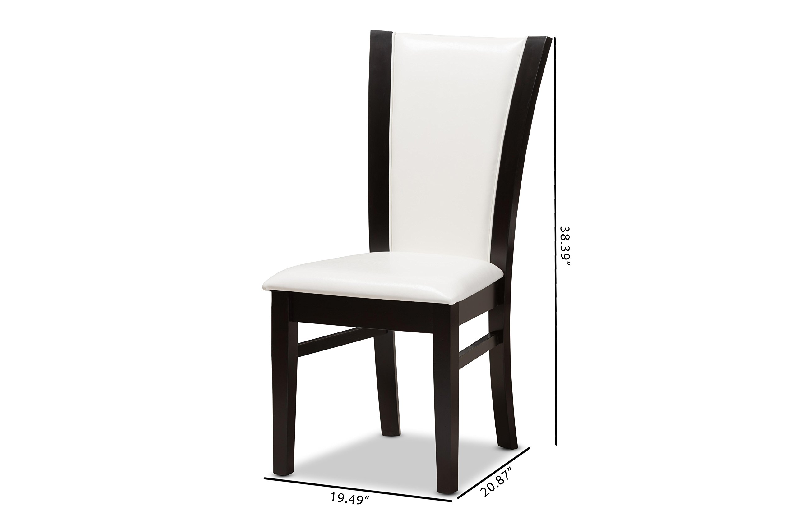 Baxton Studio Adley Dining Chair - Dark Brown Wood Frame with White Faux Leather Upholstery - Modern Kitchen & Dining Room Furniture for Home & Restaurant Use