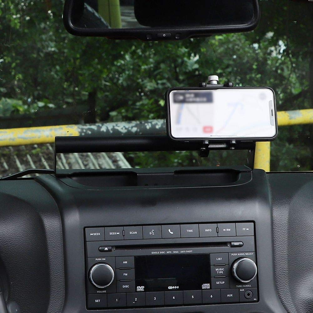 JeCar Universal Phone Holder for Jeep Wrangler JK (2011-2018) - Dash Mount Compatible with 2-Door & 4-Door Models - Secure Smartphone Mount for Off-Road & Daily Driving
