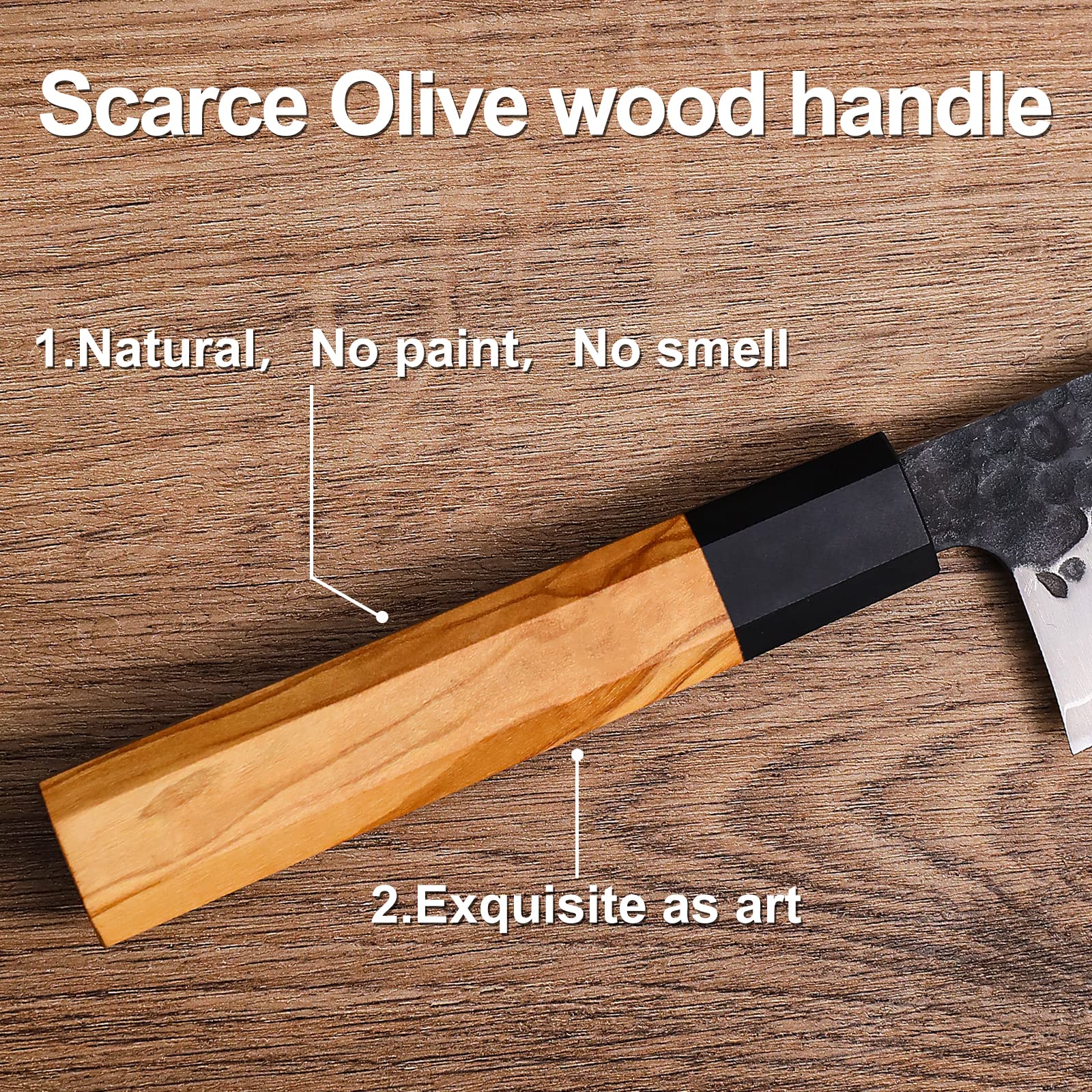 8 Inch Professional Kitchen Knife - High Carbon Steel Ultra Sharp Chef Knife with Olivewood Handle & Gift Box - Perfect for Slicing, Dicing, and Chopping Vegetables, Meat, and Fruits