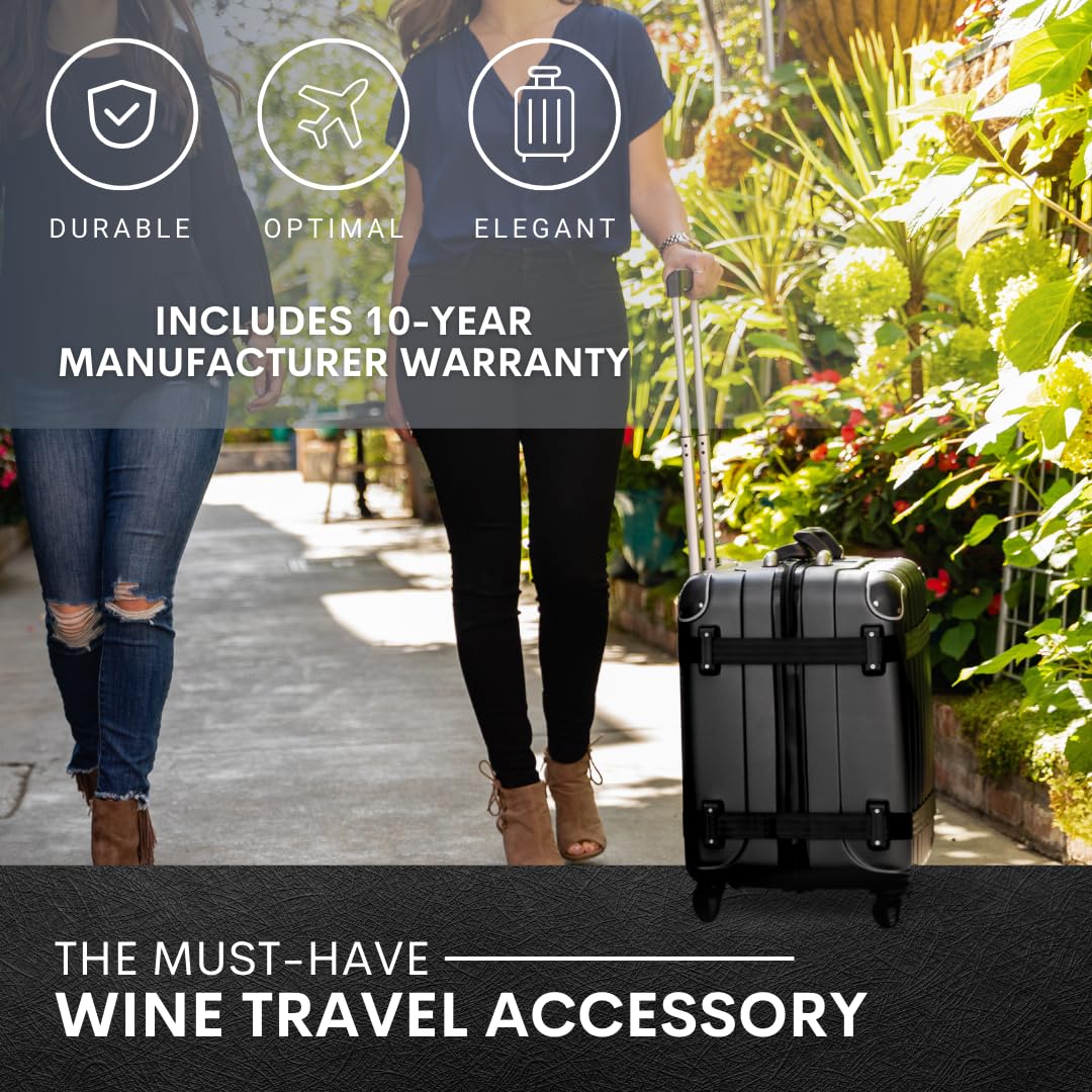 VinGardeValise® The Original 8-Bottle Wine Suitcase - TSA Approved Hard Shell Travel Luggage with Shockproof Foam for Secure Wine Bottle Protection | Perfect for Wine Enthusiasts, Collectors & Air Travel | Durable Black Design for Safe Wine Transport