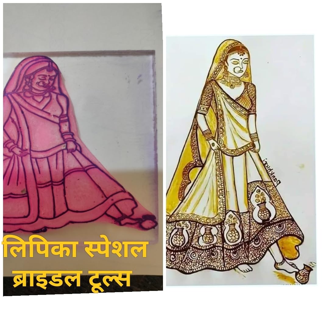 LIPIKA Mehandi Bridle Henna Stencil Kit - 3x3 Inch Reusable Design Template for Beautiful Bridal Hand Art - Perfect for Weddings, Festivals & DIY Body Decoration