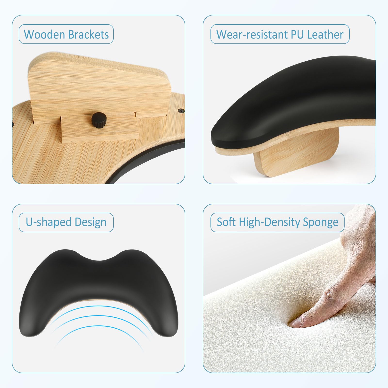 Ergonomic U-Shaped Hand Rest for Nail Technicians - Adjustable Nail Arm Rest Cushion with Detachable Brackets & Non-Slip Nail Table Mat - Perfect for Gel, Acrylic & Manicure Services in Salons & Home Studios (Black)