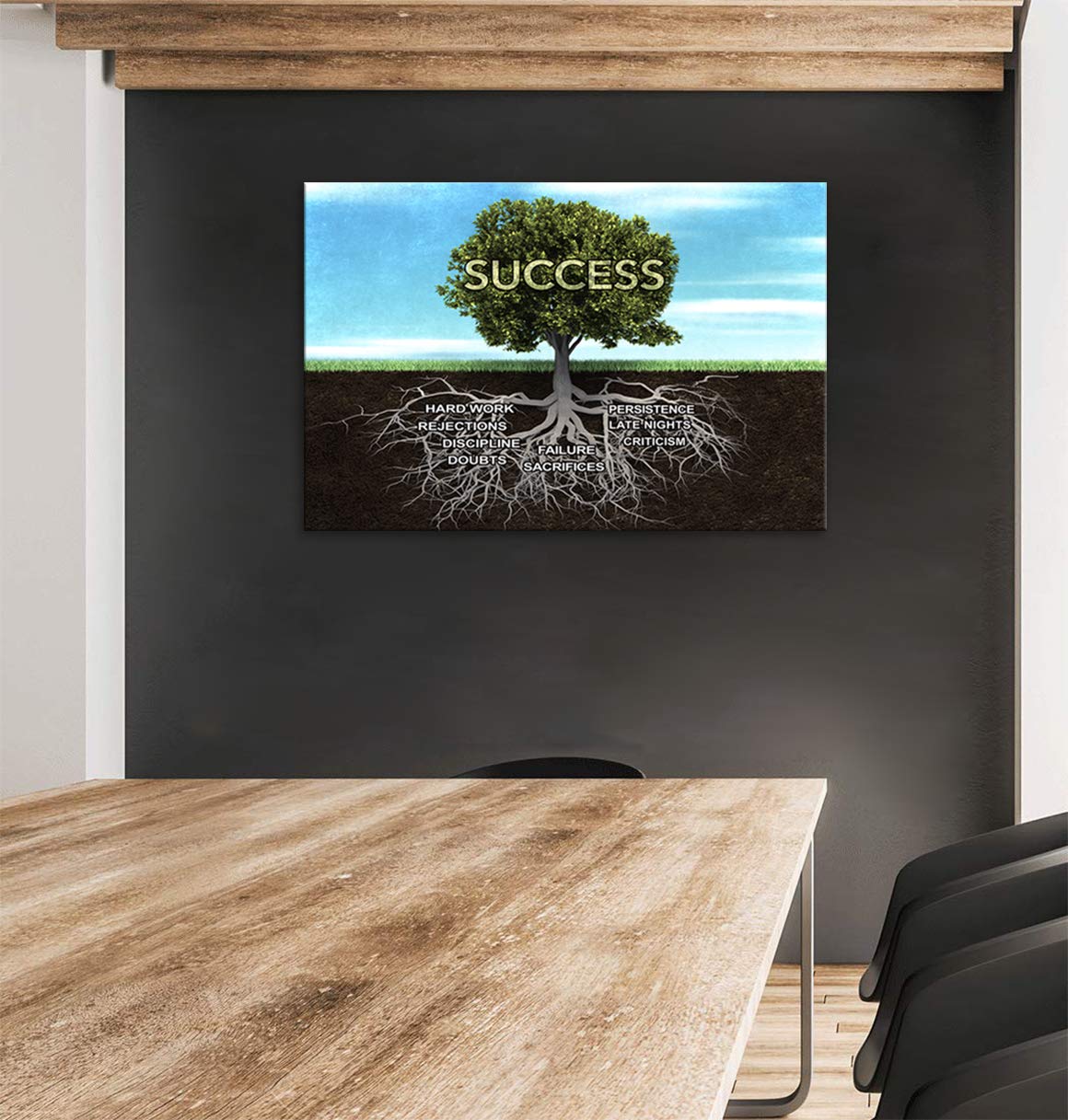 Urttiiyy Success Tree Motivational Canvas Wall Art - Inspirational Entrepreneur Quotes Painting Prints for Office, Gym, Classroom - Framed Ready to Hang Decor - Perfect for Home Office, Workout Room & Study Space