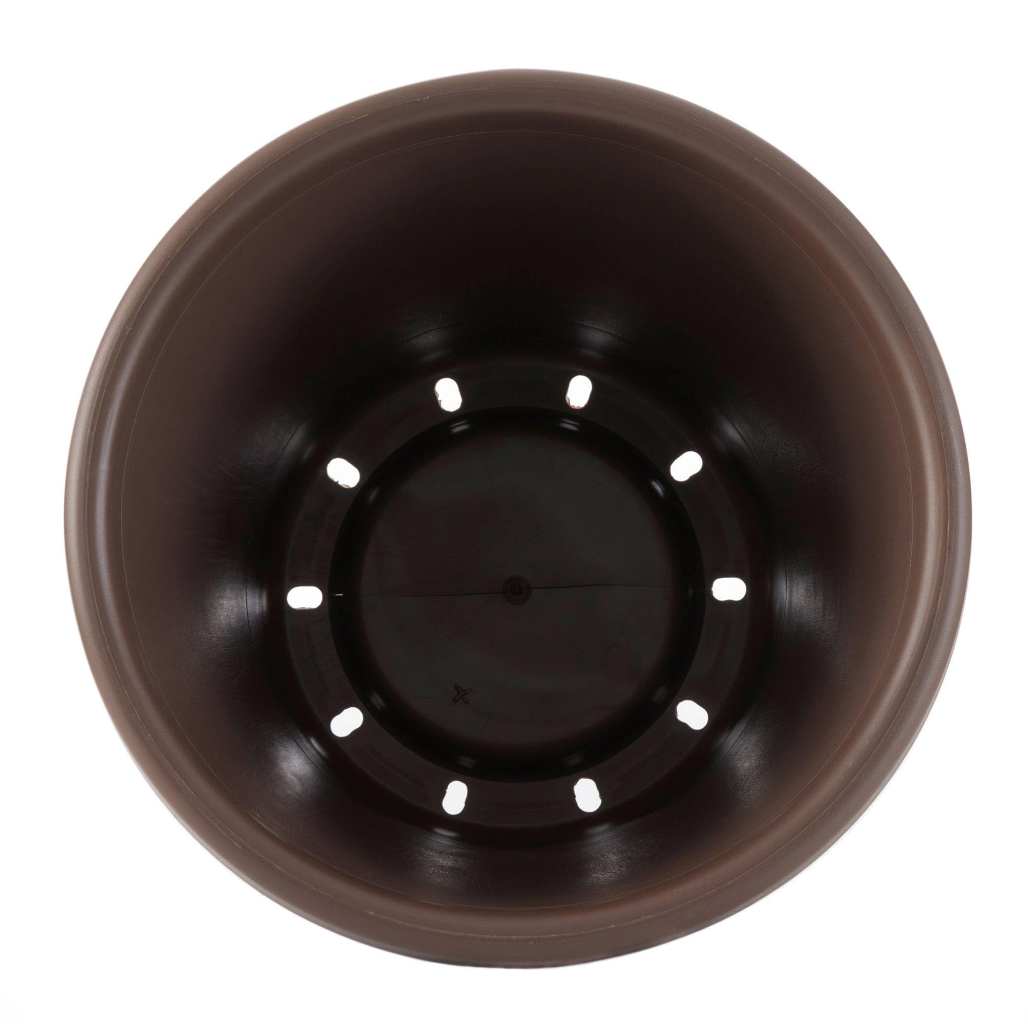 The HC Companies 14 Inch Classic Durable Plastic Flower Pot - 12 Pack Chocolate Brown Garden Planters with Molded Rim & Drainage Holes - Perfect for Indoor/Outdoor Plants, Home Decor, and Gardening Projects