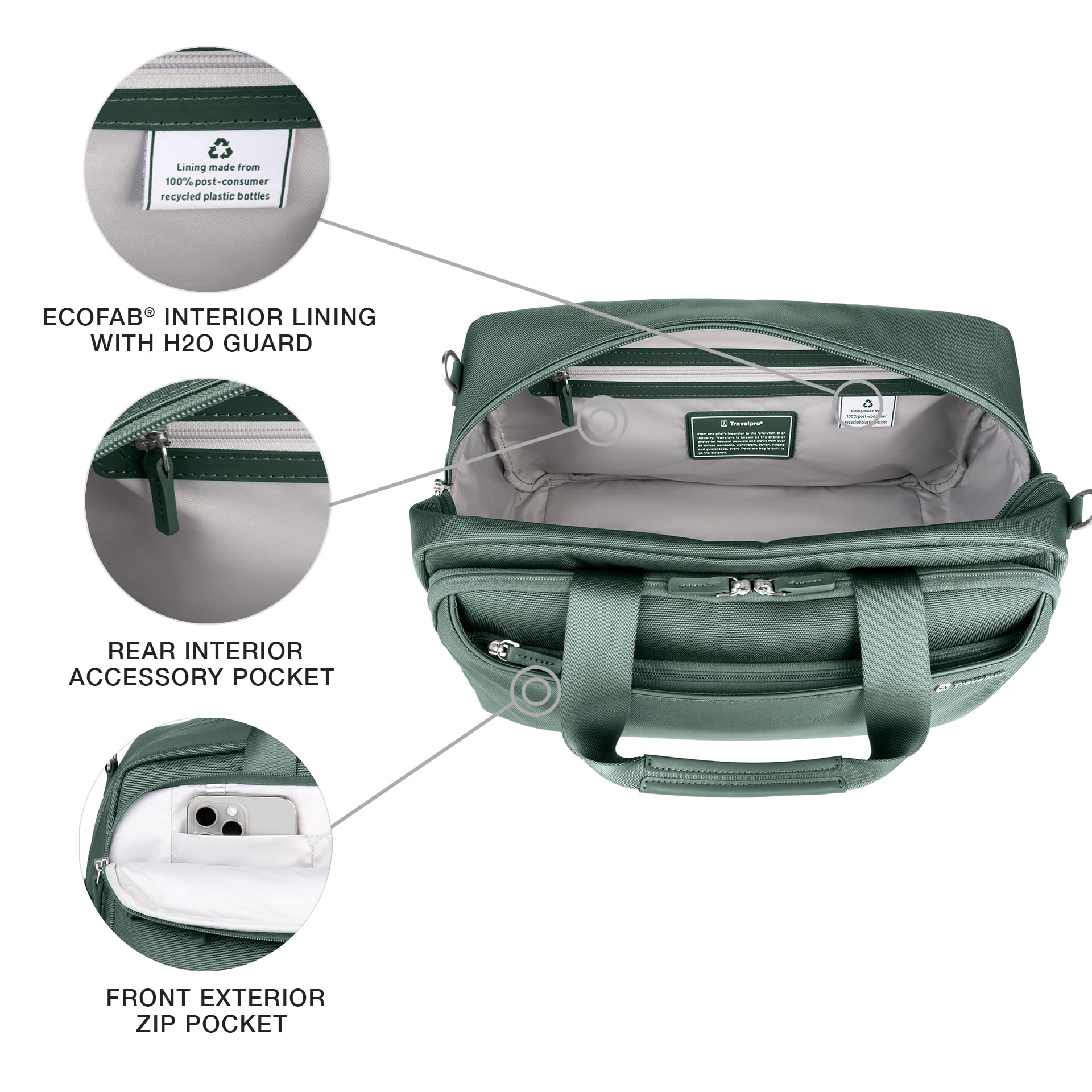 Travelpro VersaPack+ Lightweight Underseat Travel Tote Bag for Men & Women - 16.25 Inch Carry-On Luggage, Desert Sage Green - Perfect for Airplane, Business Trips & Weekend Getaways