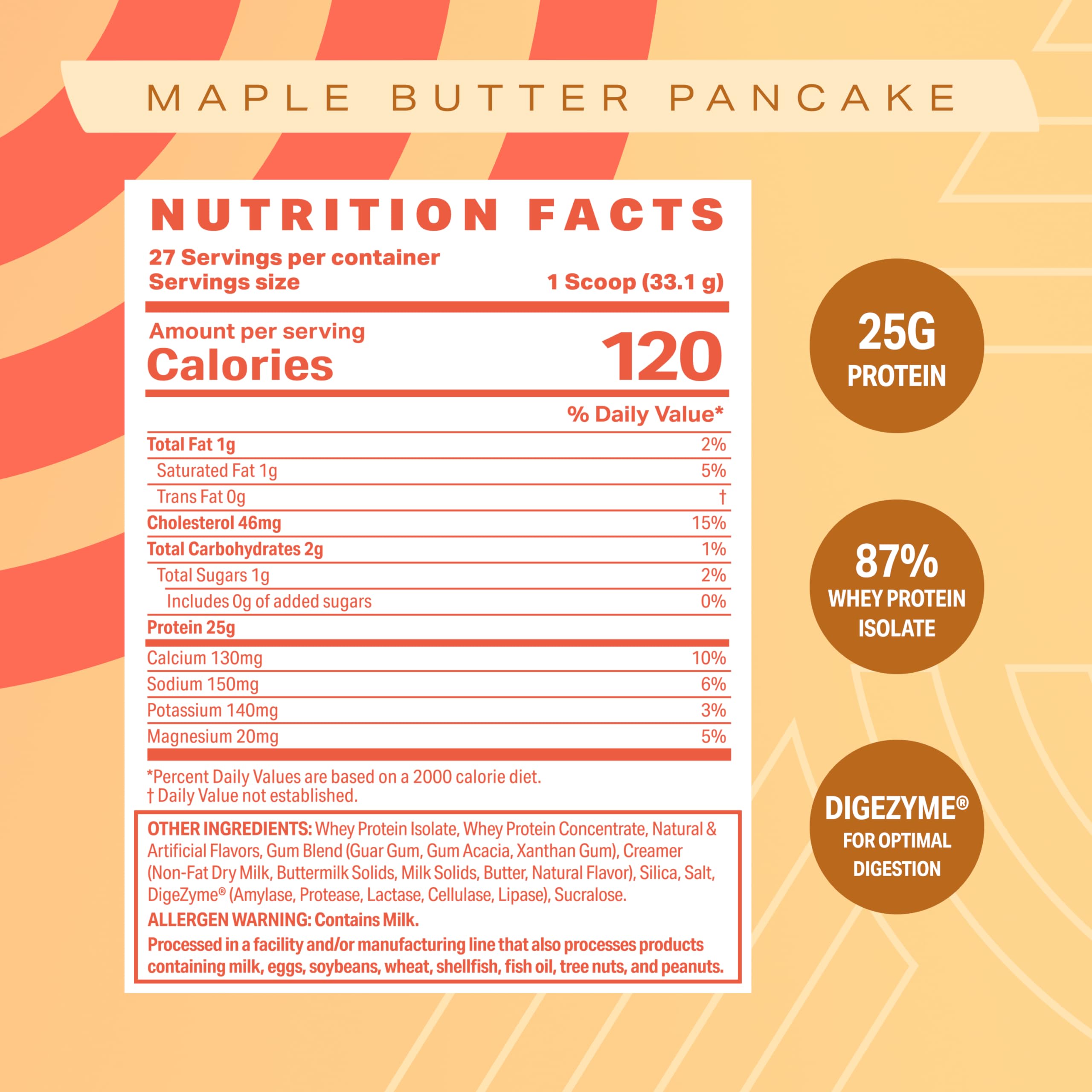 Podium Nutrition Whey Protein Powder - Maple Butter Pancake Flavor, 27 Servings, 25g Protein Per Serving, Gluten Free & Soy Free for Muscle Recovery & Post-Workout Nutrition