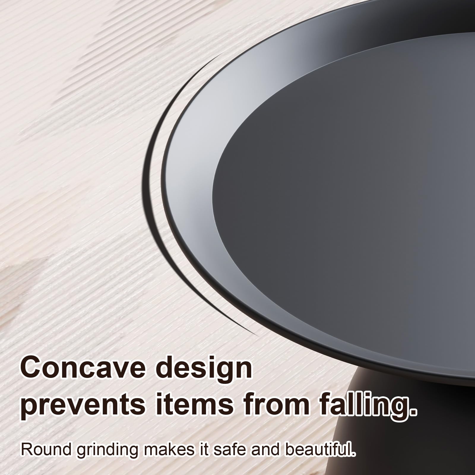 Modern Round Coffee Table and End Table Set - 2-Piece Black Nesting Side Tables with Fluted Pedestal Base for Living Room, Bedroom, or Office - Stylish Metal Accent Furniture for Small Spaces