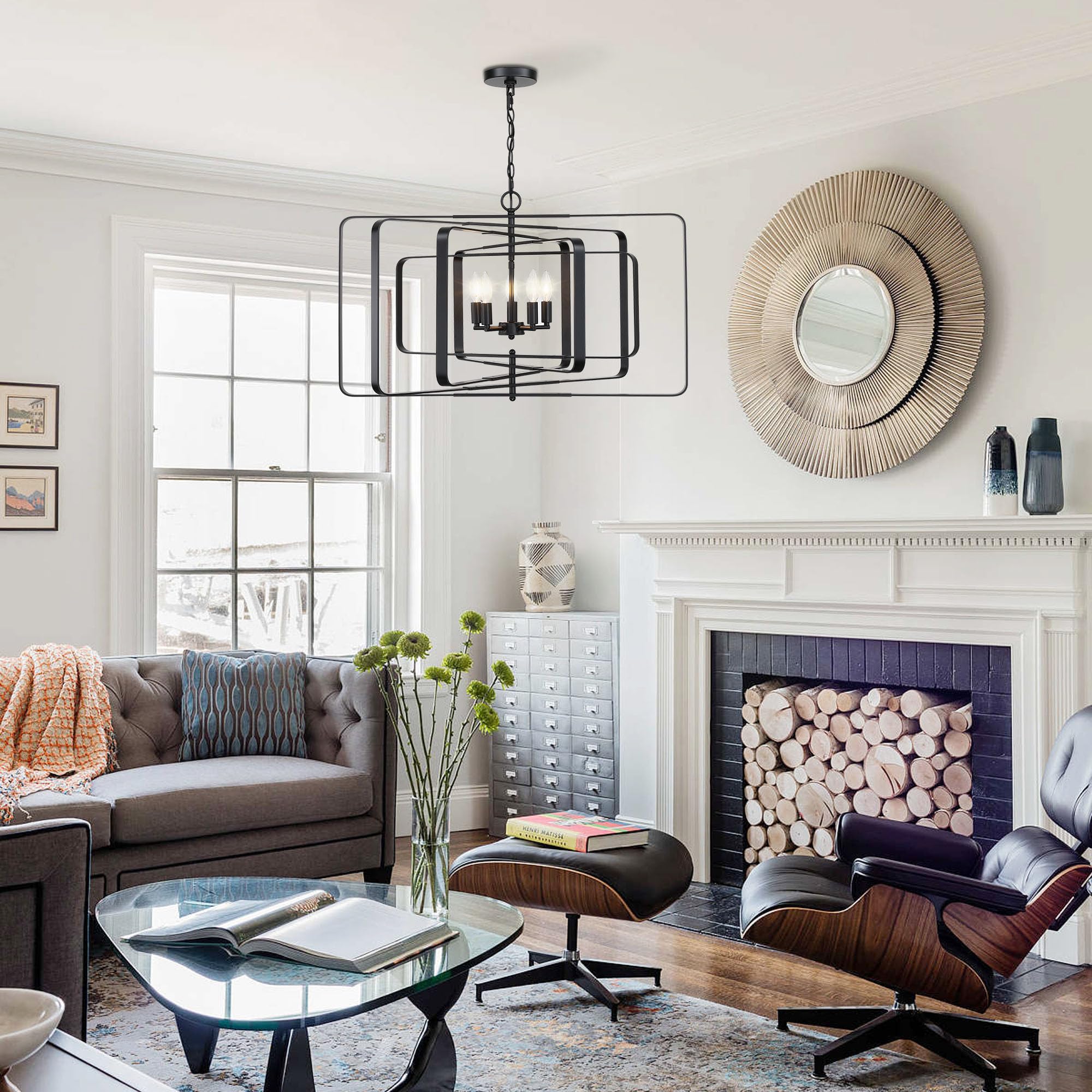 Modern 5-Light Black Chandelier - 32