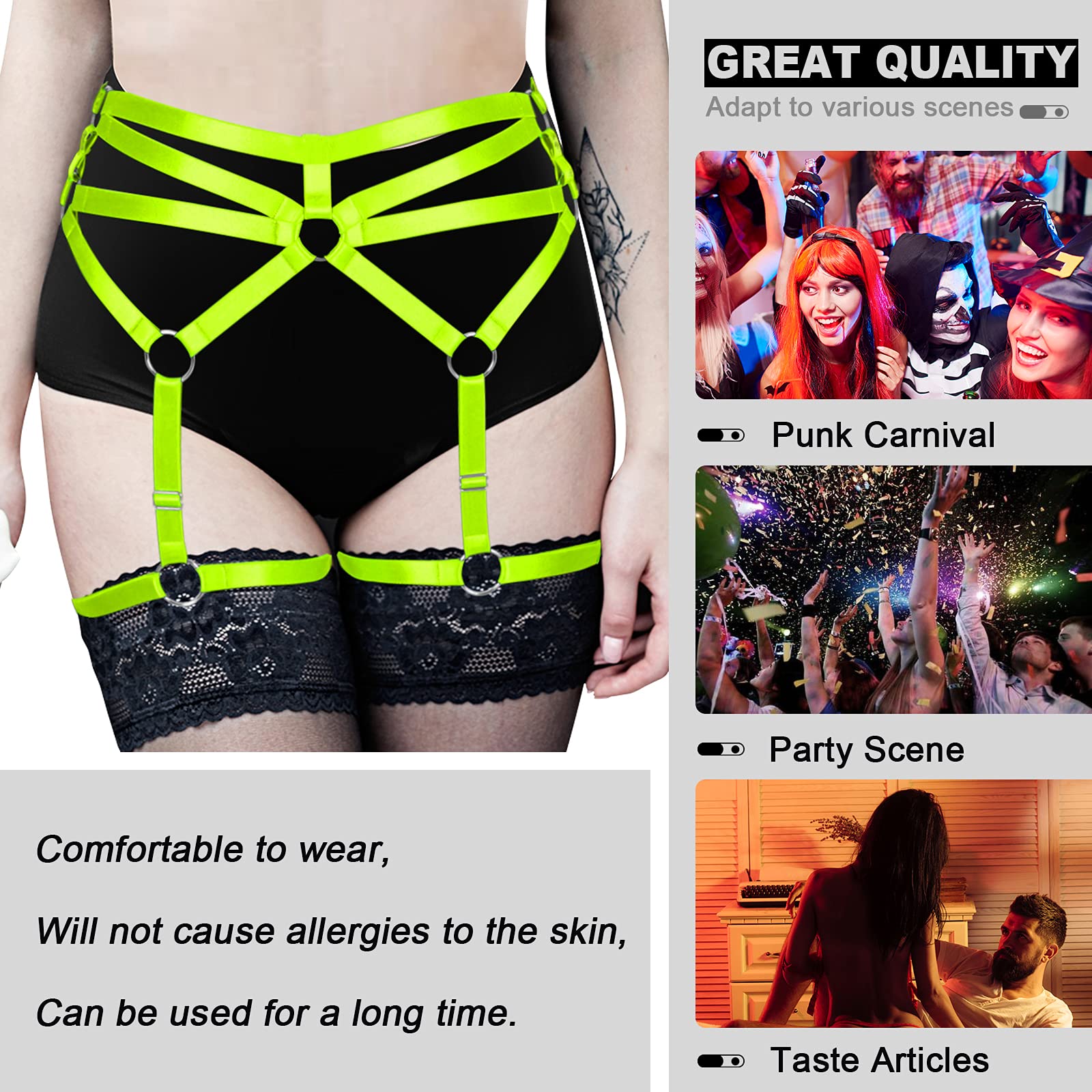 Sexy Adjustable Punk Harness Garter Belt for Women - Elastic Waist & Thigh Straps - Gothic Lingerie with Cage Design - Perfect for Valentine's Day, Boudoir Photography & Alternative Fashion Outfits
