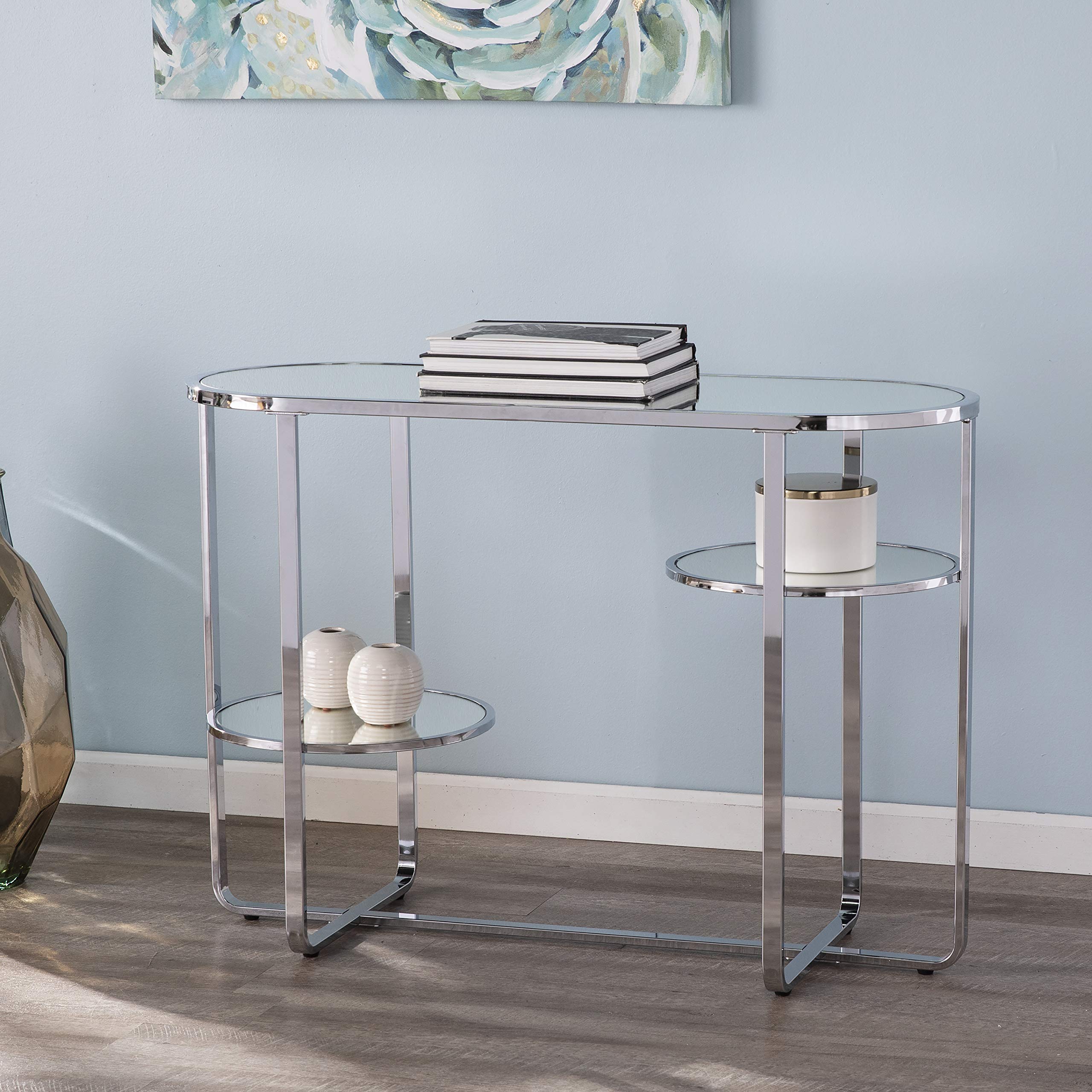 SEI Furniture Maxina Console Table - Polished Chrome Finish, Modern Entryway Table for Hallway, Living Room & Foyer Decor