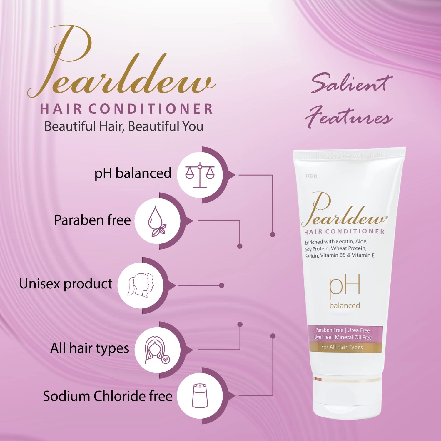 Pearldew Keratin & Aloe Vera Hair Conditioner 100ml - Sulfate & Paraben Free, Soy Protein Enriched for Deep Hydration & Repair - Perfect for Dry, Damaged Hair at Home or Salon Use