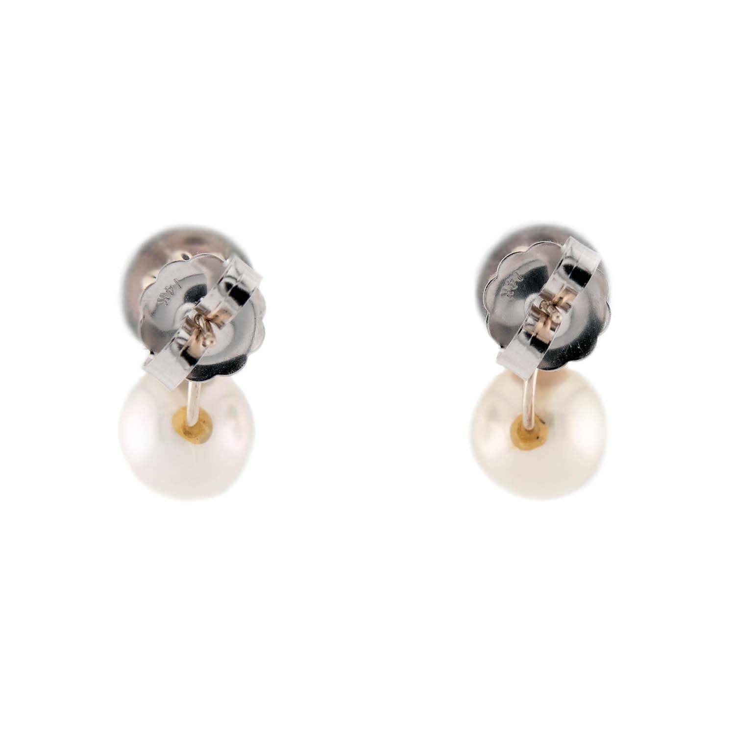 14K Gold Pearl Convertible Earrings for Women – Elegant Stud to Dangle Earrings for Weddings, Parties & Special Occasions