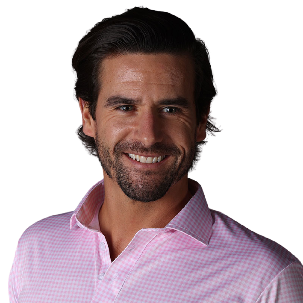 Men's Pink Gingham Semi Spread Collar Polo Shirt - Casual & Stylish Cotton Blend Top for Work, Golf & Summer Outings