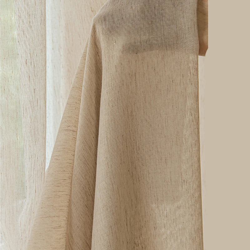 Everly Faux Linen Jacquard Custom Sheer Curtains for Living Room & Bedroom - Light Filtering Window Drapes with Elegant Embroidery Design