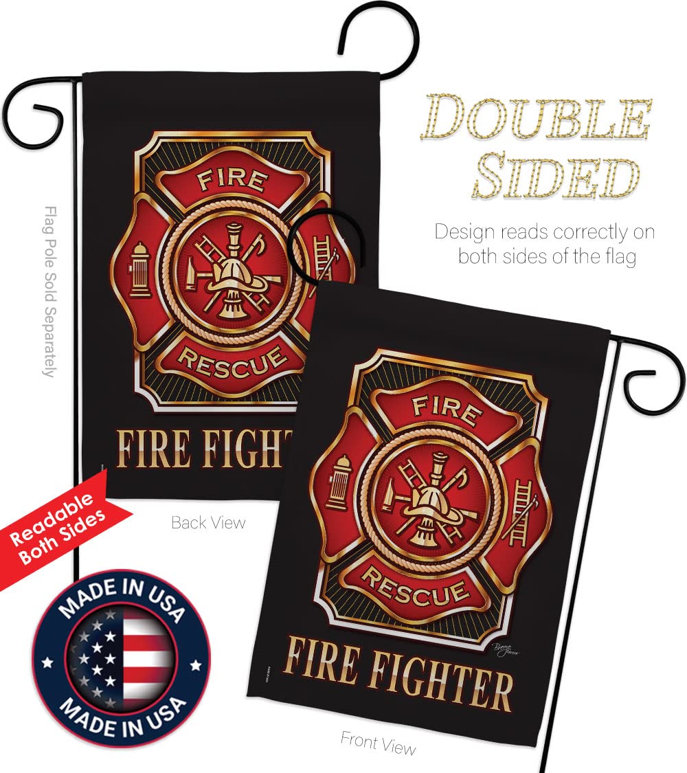 Firefighter Garden Flag Set with Stand - Red Line Hero Support for Yard & Home Decor