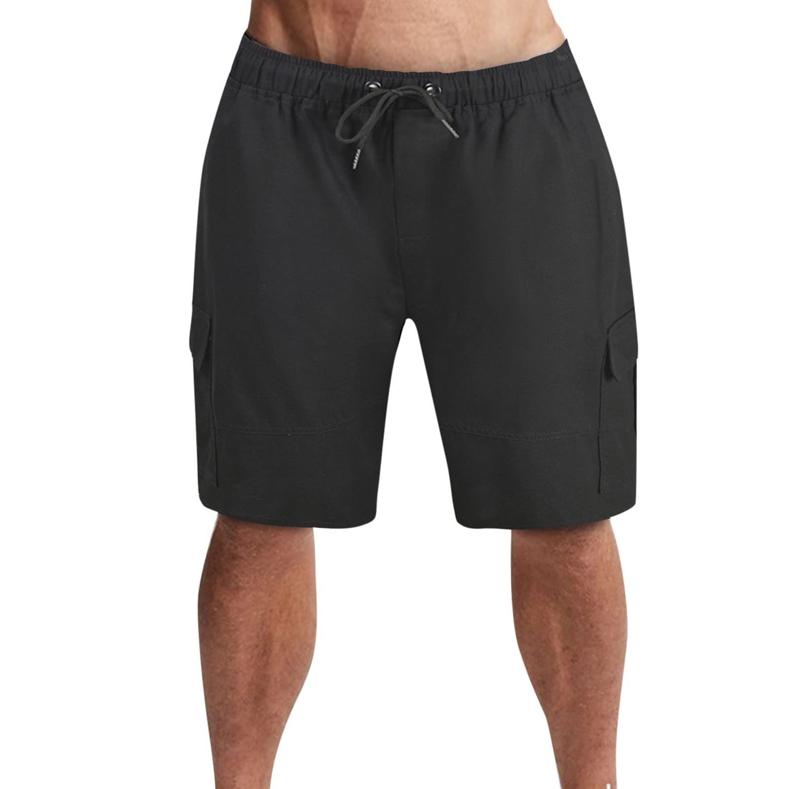 Men's Casual Shorts with Pockets - Solid Color Drawstring Waist Comfortable Pants for Summer | Perfect for Outdoor Activities, Beach & Gym Wear