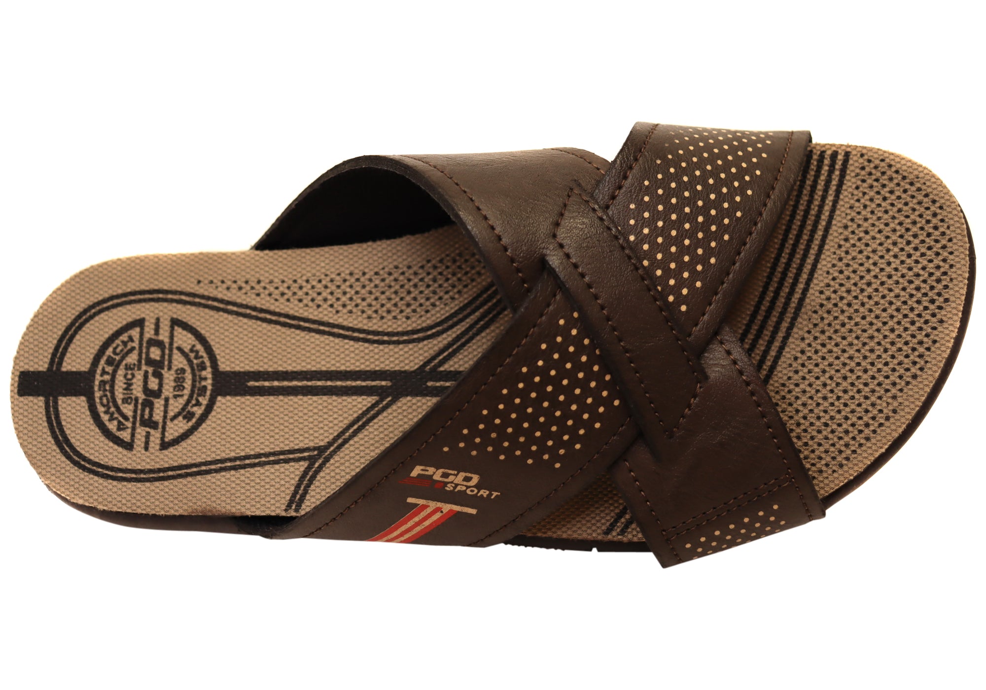 Jake Men's Comfortable Slides Sandals - Brazilian Made Leather Flip Flops for Beach, Pool & Casual Wear