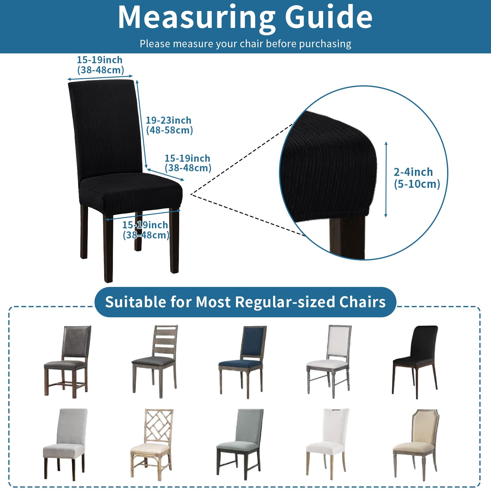 Stretch Dining Room Chair Covers Set of 6 - Washable & Removable Slipcovers for Dining Chairs, Hotel, Wedding Ceremony - Perfect for Home Decor, Restaurant, and Event Seating