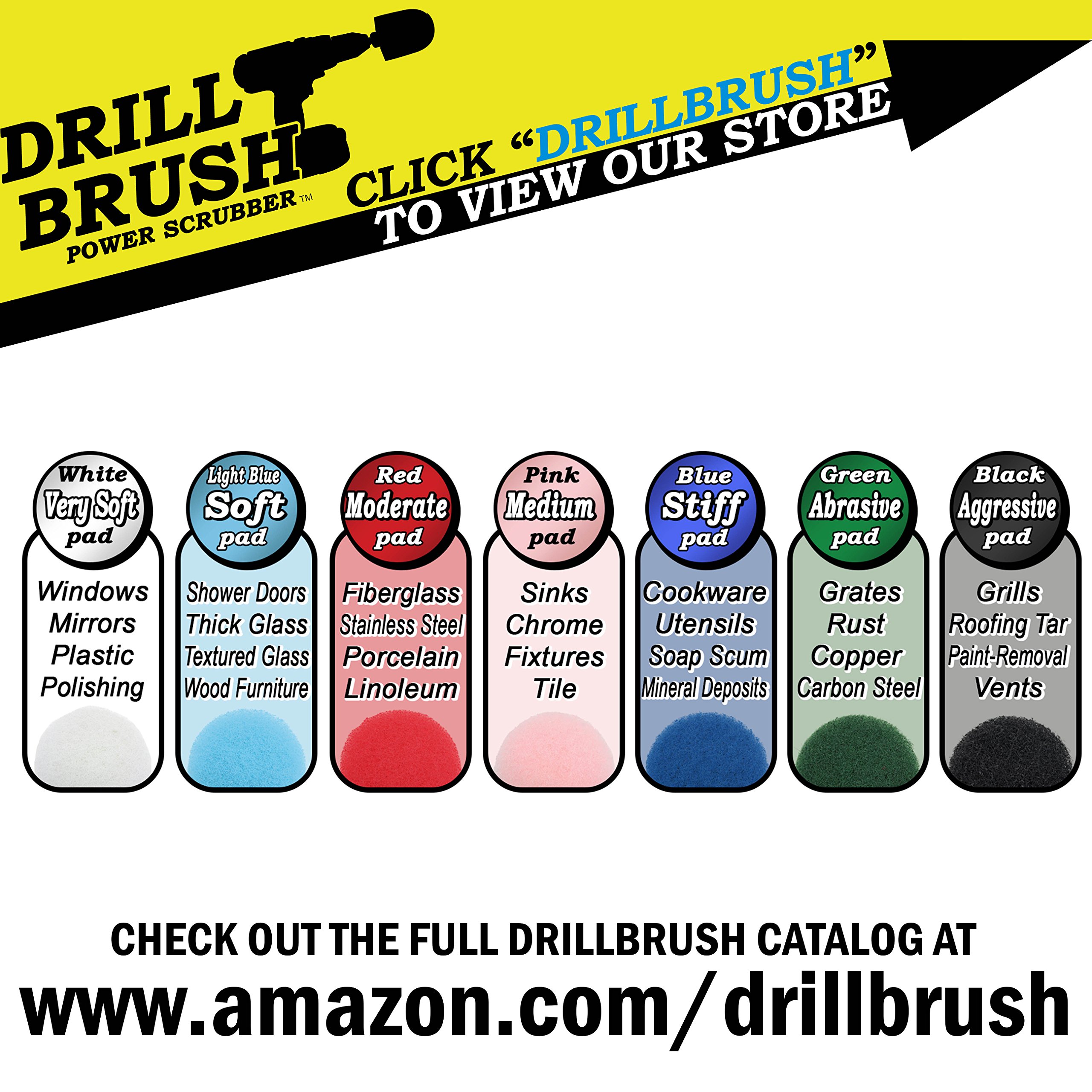 Power Drill Brush Set - Multi-Surface Cleaning Kit for Kitchen, Bathroom & Tile - Scrub Pads for Shower, Bathtub, Sink, Stove, Oven Rack & Cooktop - Heavy Duty Scrubber for Pots, Pans, Frying Pans & Flooring - Grout Cleaner & Bath Mat Maintenance Tool (Perfect for Deep Cleaning Homes & Commercial Spaces)