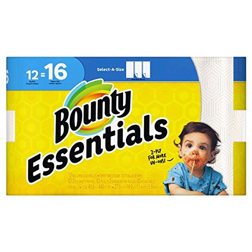 Bounty Paper Towels, 12 Rolls | Super Absorbent & Strong | Quick Cleanup for Kitchen, Bathroom & Spills | Perfect for Homes & Offices