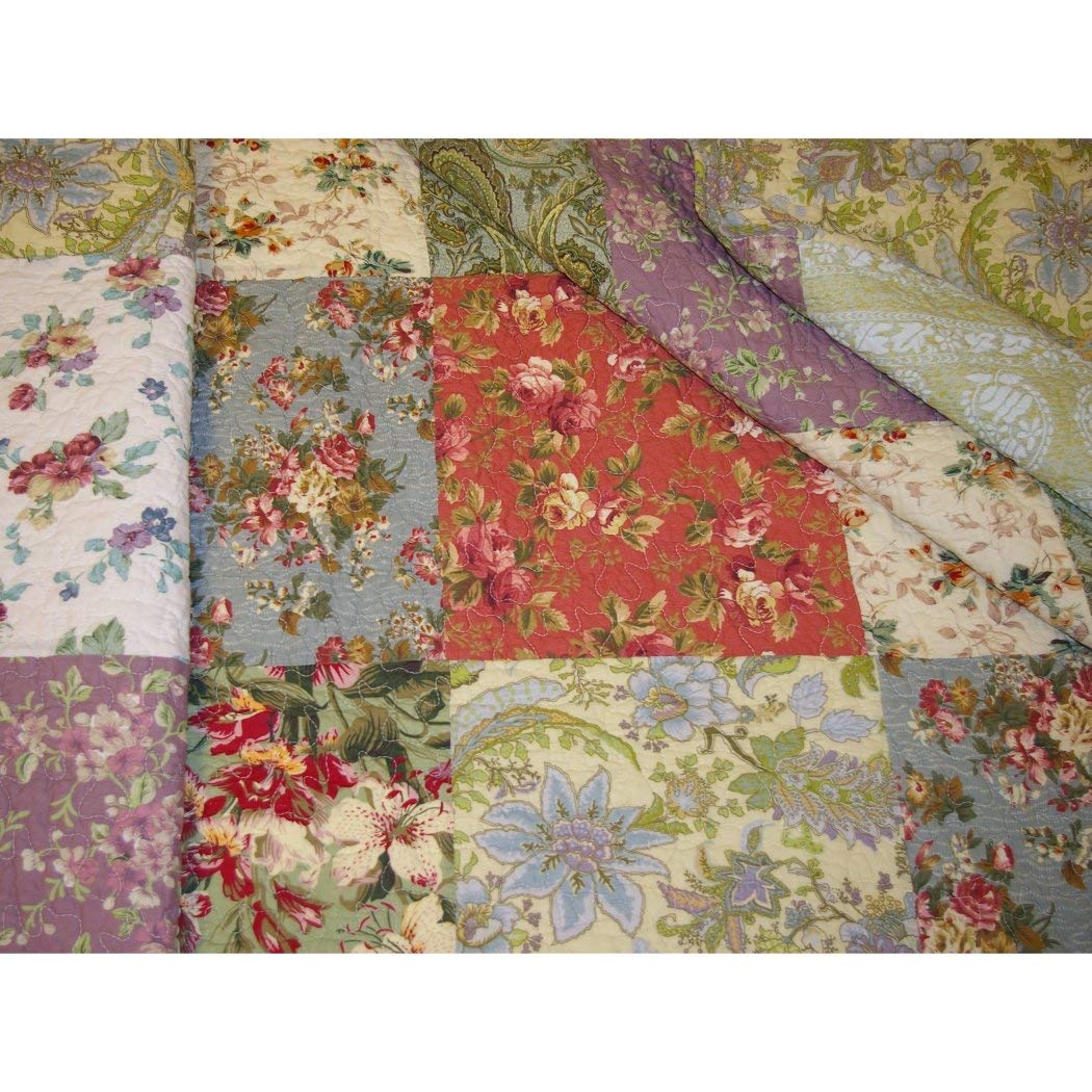 Blooming Prairie King Size 3-Piece Quilt Set - Multi/Jacobean Pattern - Soft Bedding Comforter Cover for Cozy Bedroom Decor
