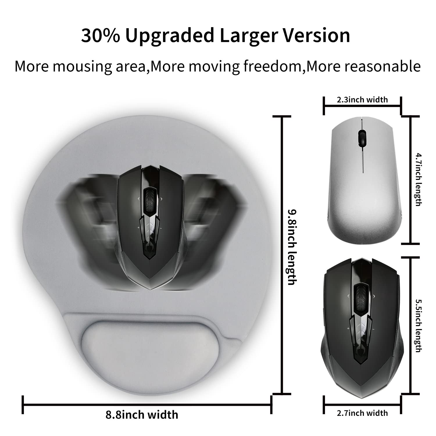 Ergonomic Mouse Pad with Wrist Support - Comfortable Non-Slip PU Base for Pain Relief - Perfect for Home Office, Gaming & Computer Work (Silver) | Reduce Wrist Strain During Long Work Sessions & Gaming Marathons
