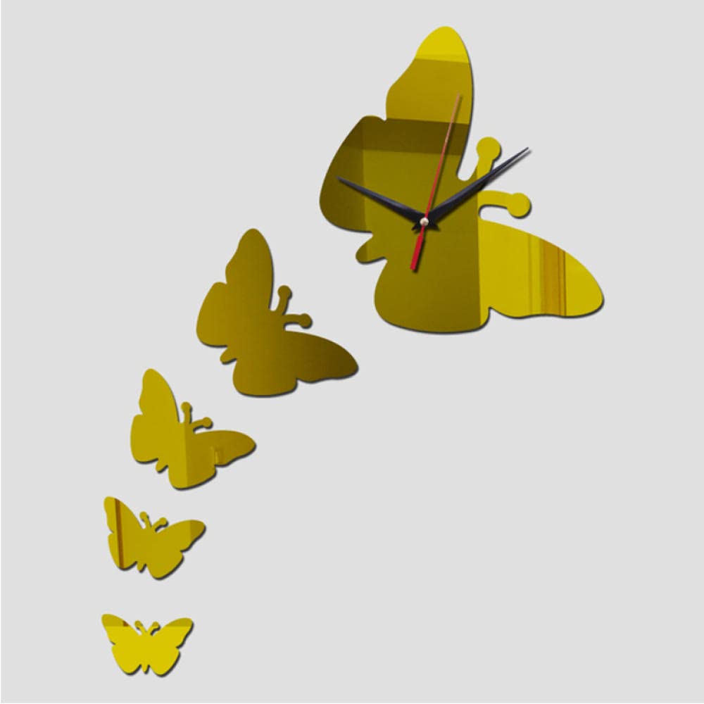 Happy Wind 3D Wall Clock - DIY Geometric Mirror Acrylic Butterfly Wall Sticker for Home Decor | Perfect Gift for Housewarming, Bedroom & Living Room Decoration