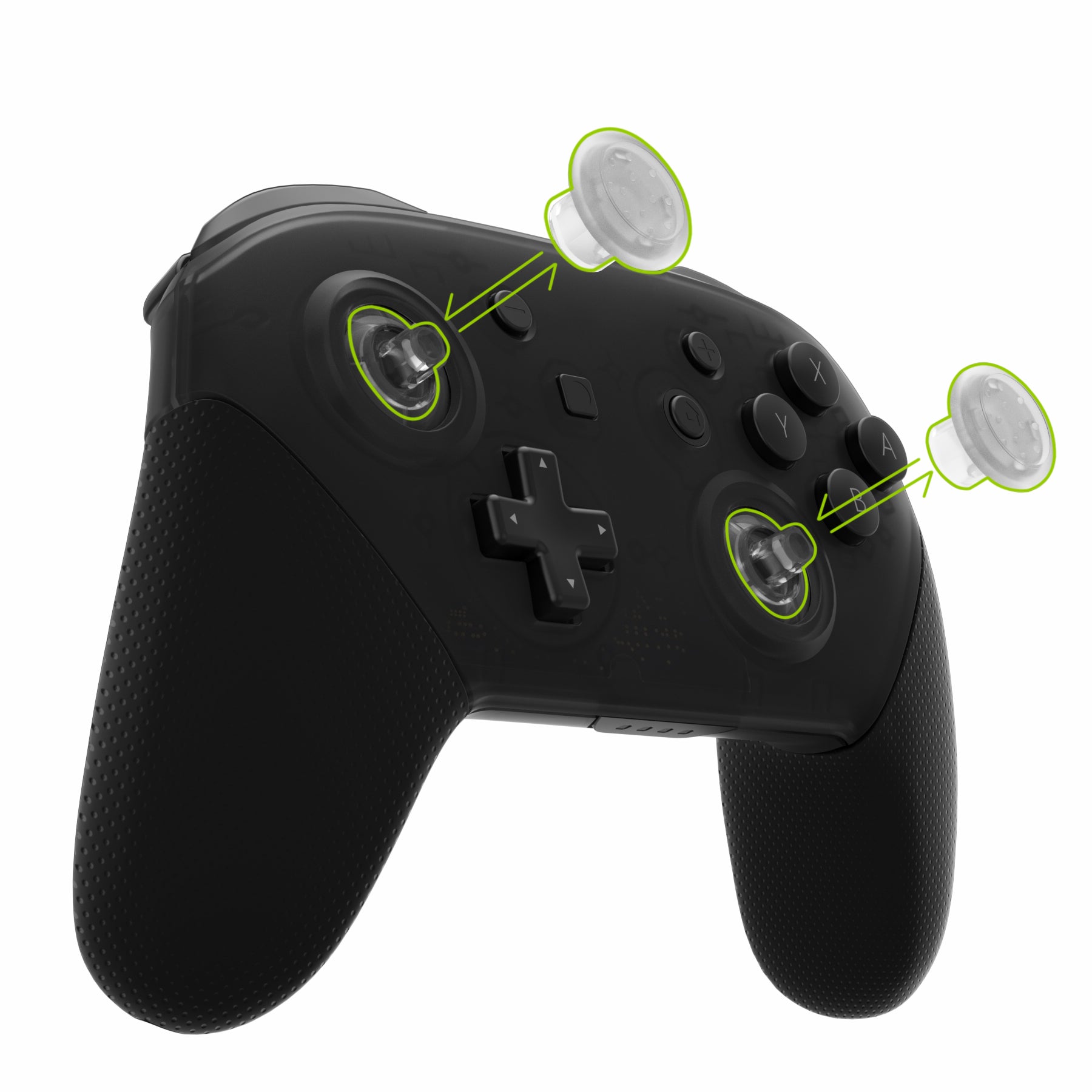 eXtremeRate Transparent Interchangeable Ergonomic Thumbsticks for Nintendo Switch Pro Controller - 3 Height Domed & Concave Grips, Adjustable Joystick Replacement (KRM523) | Perfect for Gaming, DIY Customization & Enhanced Control