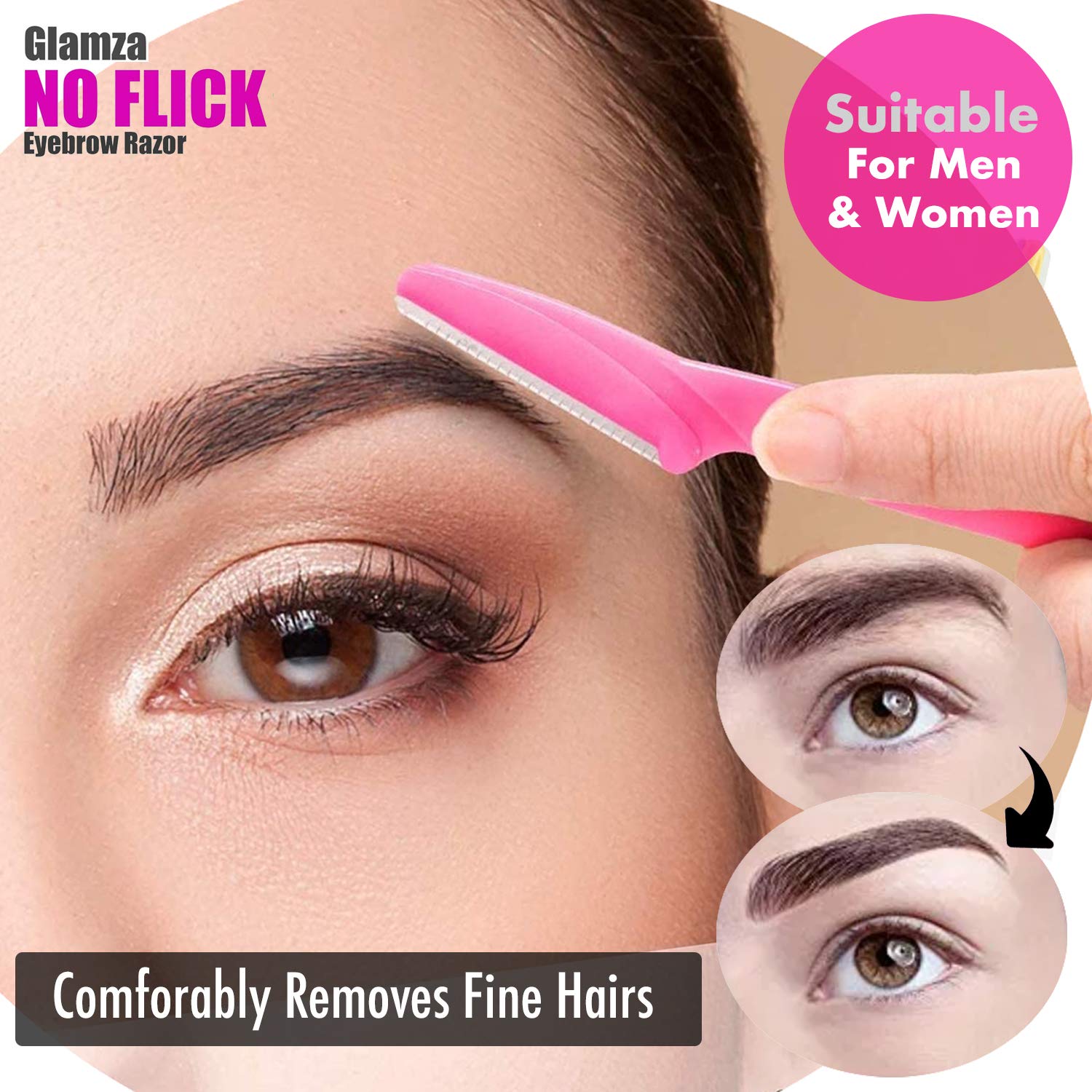 Glamza 12-Pack Women's Face Razors - Dermaplaning Blades for Smooth Skin, Eyebrows, Legs & Arms - Remove Peach Fuzz & Facial Hair - Perfect for At-Home Hair Removal & Skincare Routine