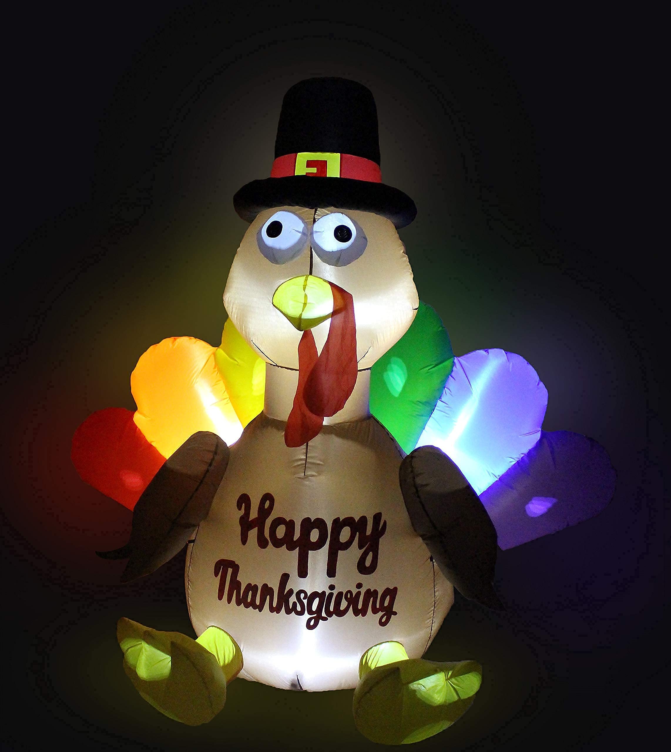 9ft Halloween Inflatable Castle Archway with Pumpkins & Ghosts + 6ft Thanksgiving Inflatable Turkey with Pilgrim Hat - LED Lighted Party Decorations Bundle for Outdoor Yard, Garden, and Holiday Celebrations