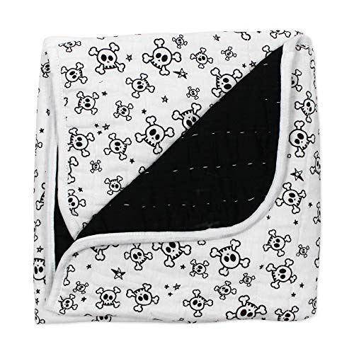1-Pack Tossed Skulls/Black Hand Quilted Blanket
