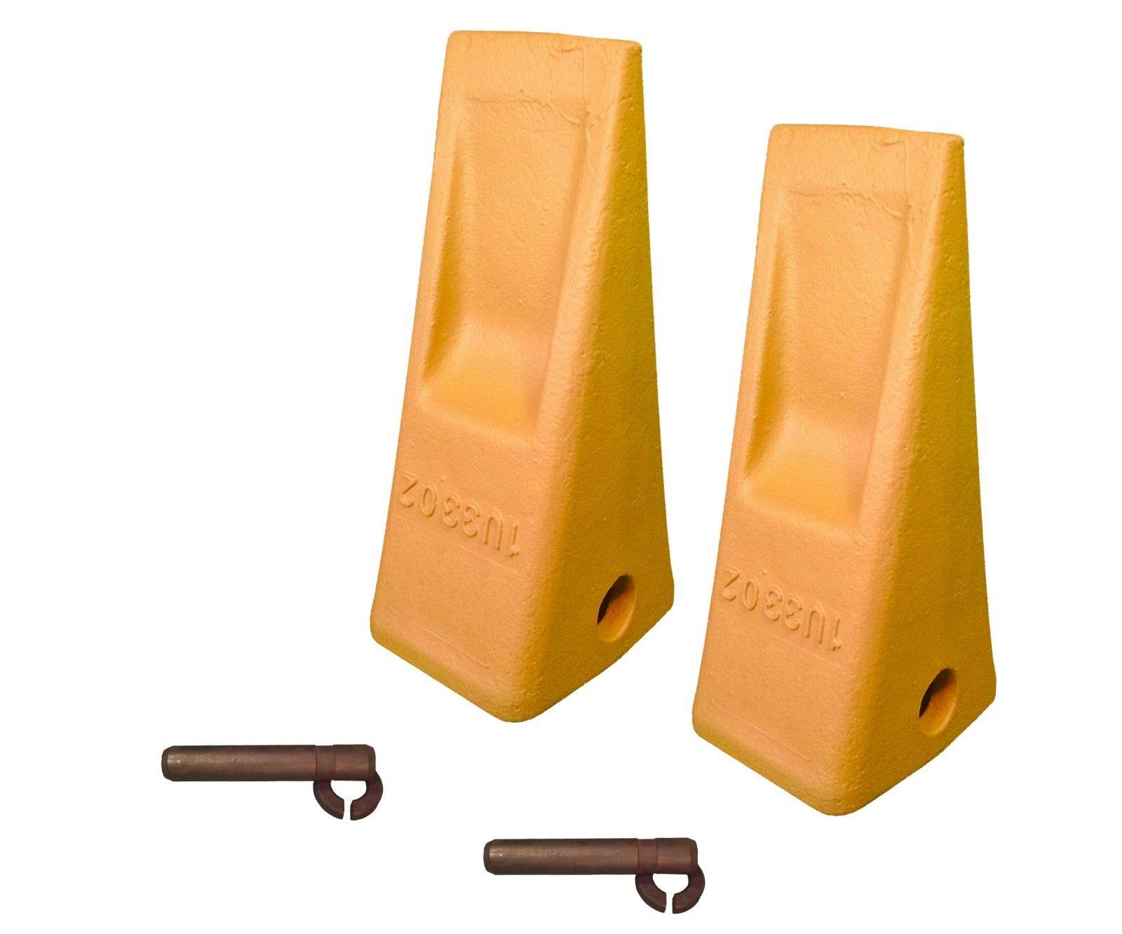 Heavy Duty Caterpillar Style Bucket Teeth with Pins & Retainers - 2-Piece Set (1U3302/J300) - Compatible with Excavators & Loaders - Perfect for Mining, Construction & Digging Projects