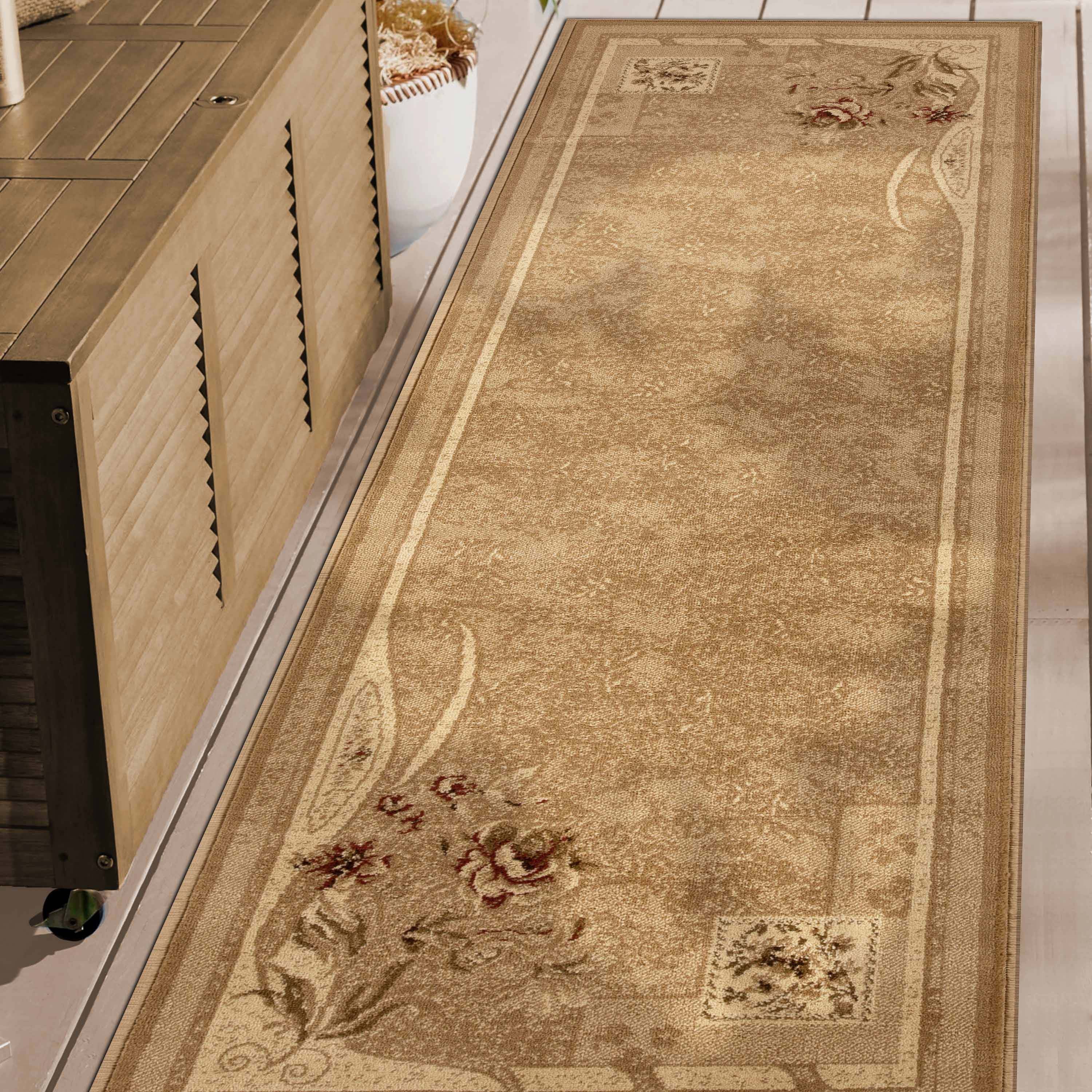 Stylish Minimalist Modern Floral Block Print Indoor Area Rug & Runner - Perfect for Living Room, Bedroom, Hallway Decor