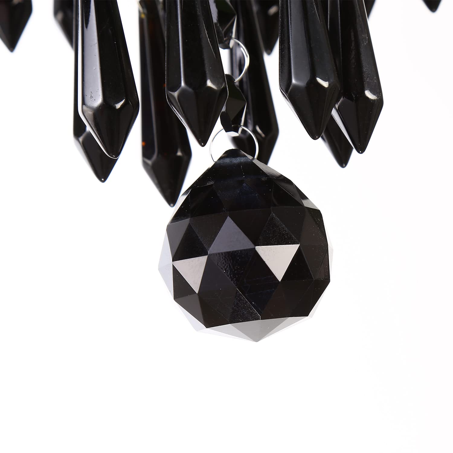 3-Light Mini Chandelier with Black Crystal - Modern Flush Mount Ceiling Light for Bedroom, Hallway, Living & Dining Room - Perfect for Home Decor, Wedding Venues and Luxury Spaces