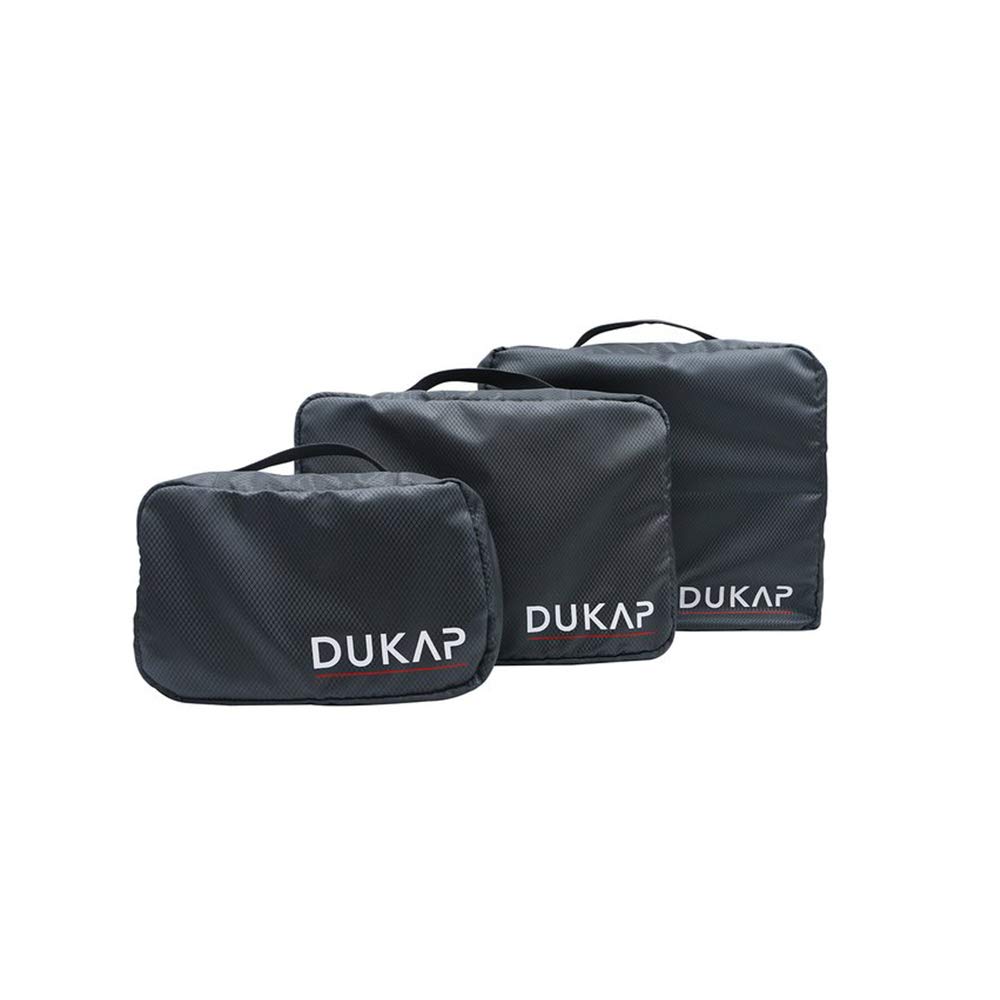 DUKAP 3-Piece Travel Organizer Set with Double Zipper - Lightweight Luggage Toiletry Bag with Webbing Handle & Mesh Top (Grey) - Perfect for Airplane Carry-On, Business Trips & Vacation Packing