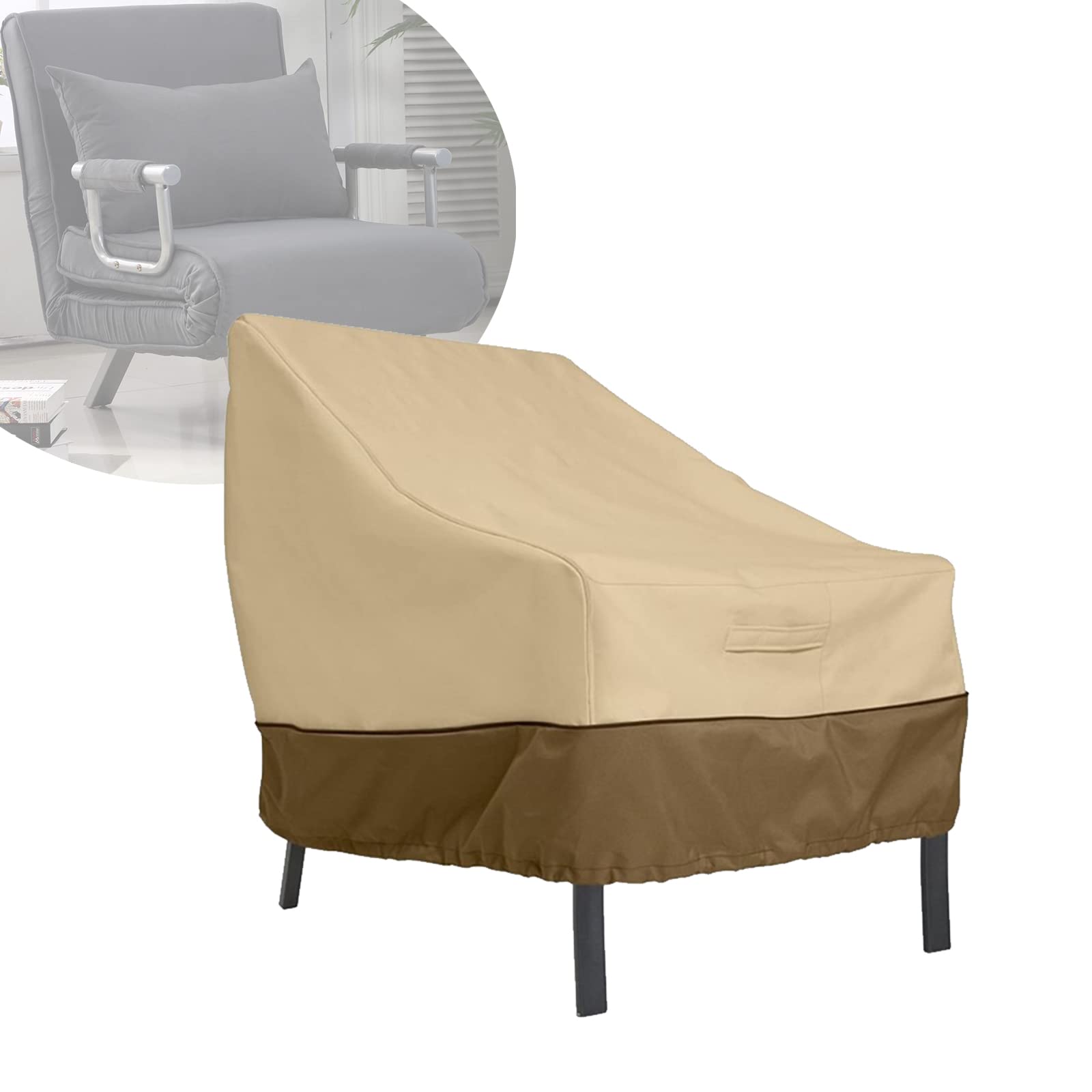 Waterproof 210D Heavy Duty Patio Chair Covers for Outdoor Furniture - Beige (37.99x35.04x31.10in) - All-Weather Protection for Garden Wicker Lounge, Lawn Seats & Patio Furniture - Perfect for Backyard, Deck & Poolside Use