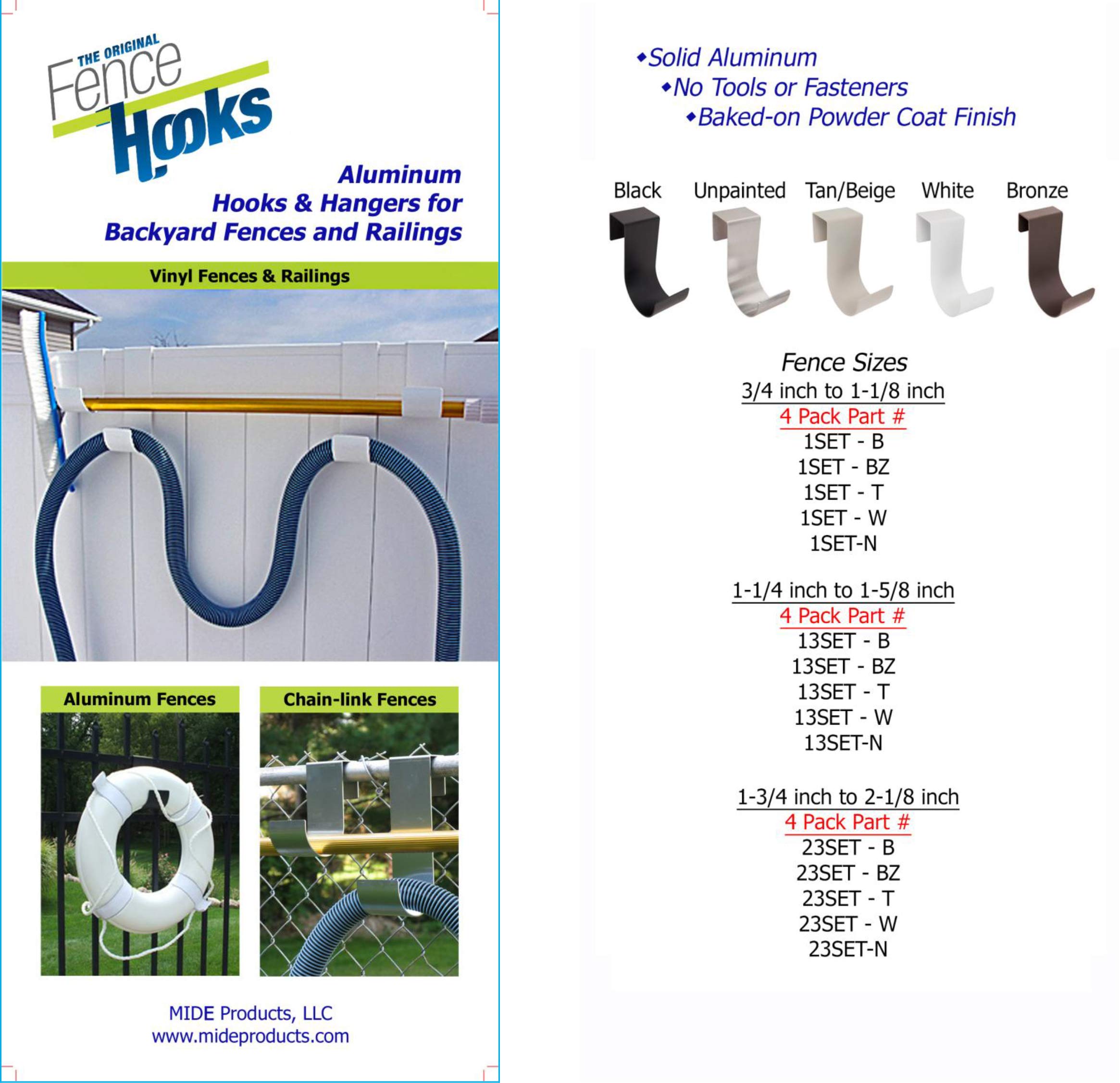 White Fence Hooks 23SET-W for Garden & Home Decor