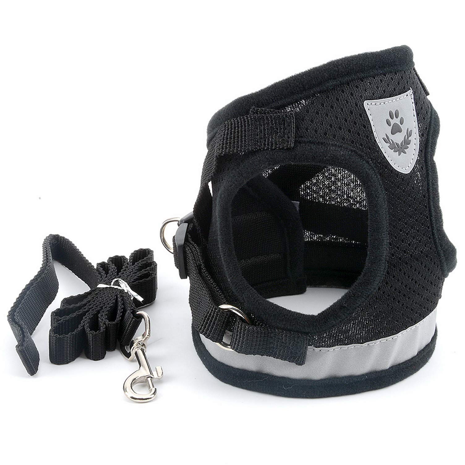 Ranphy Escape-Proof Reflective Cat Harness & Leash Set - Adjustable No-Pull Soft Mesh Padded Vest for Small Dogs, Puppies & Kittens - Training Walking Jacket (Black, Medium) - Perfect for Outdoor Adventures, Park Walks & Pet Training Sessions