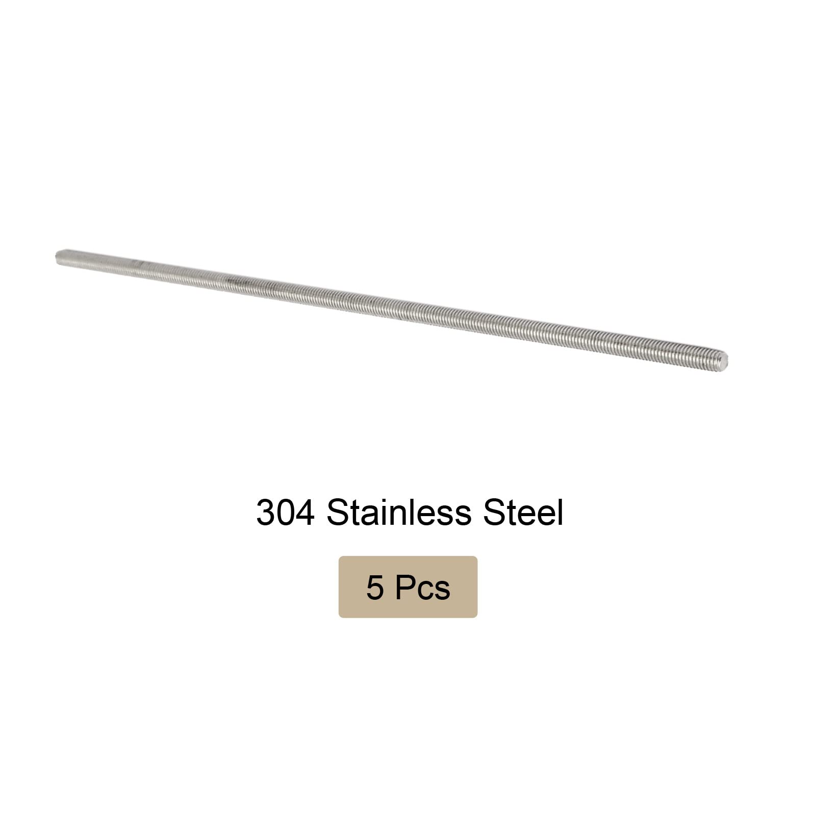 304 Stainless Steel Threaded Rod M5 x 190mm - 5 Pack for Clamps & U-Bolts
