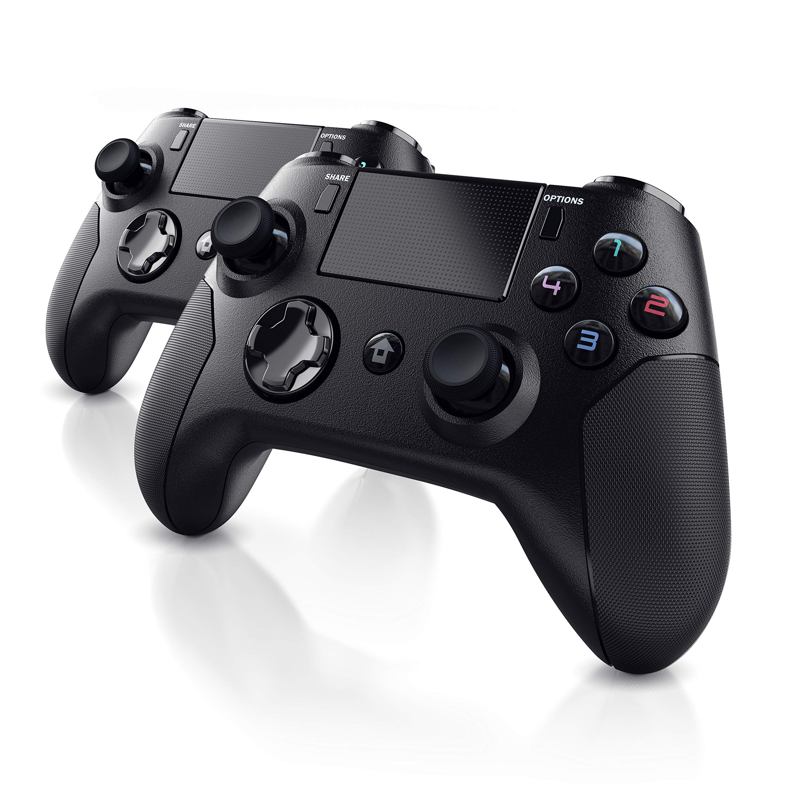 CSL - 2 Pack Wireless PS4 Controller - Bluetooth Gamepad with Dual Vibration, Touchpad & 3.5mm Headset Jack - Compatible with PlayStation 4, PS4 Slim & PS4 Pro - Share Button, 3D & Gyro Sensor - Perfect for Gaming, Streaming & Multiplayer Sessions